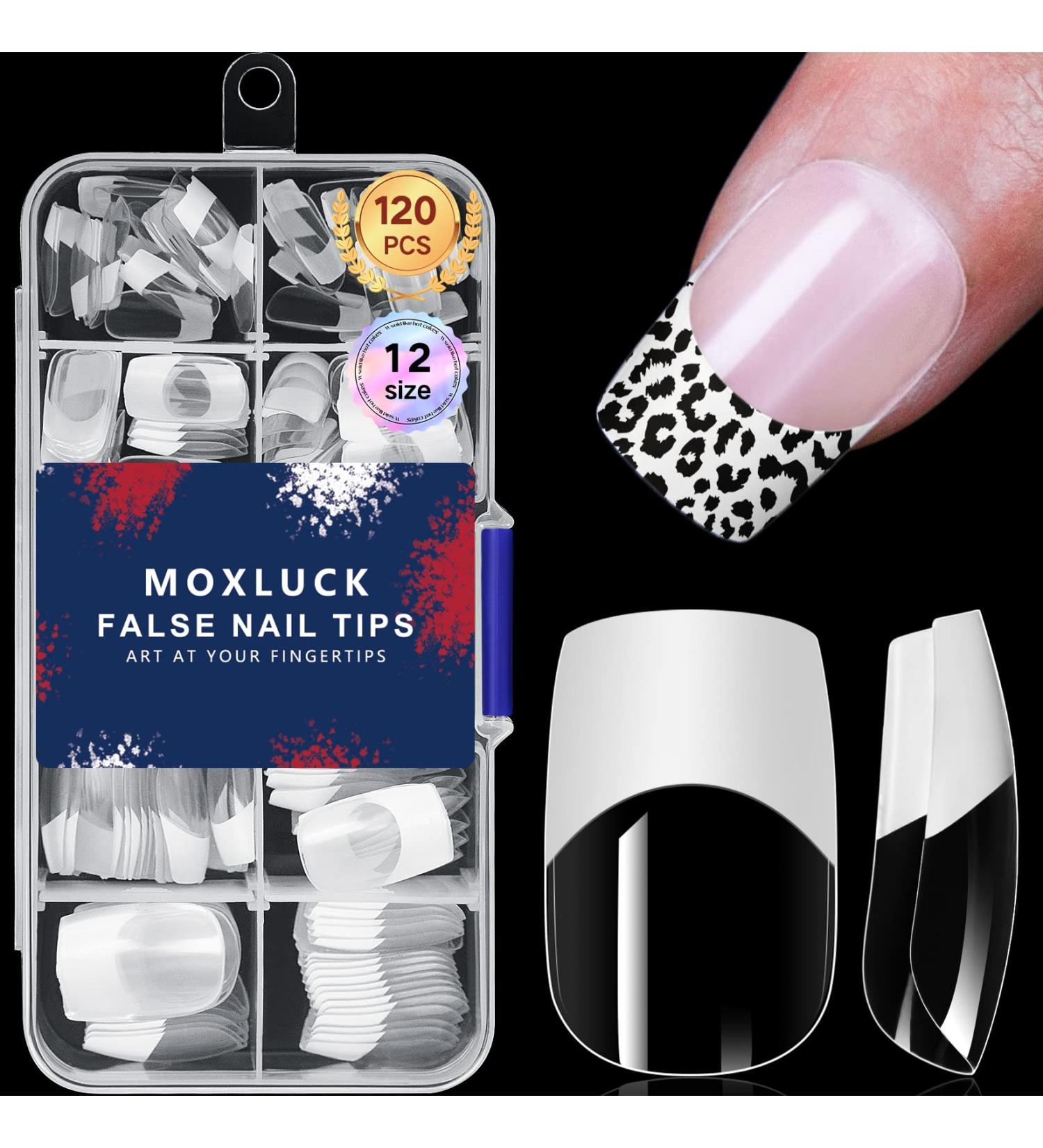 120pcs Short French Square Gel Nail Tips - White Clear Full Cover Acrylic Fake Nails for DIY Nail Salon - A1 Short Square Tip - Buy Online on GoSupps.com