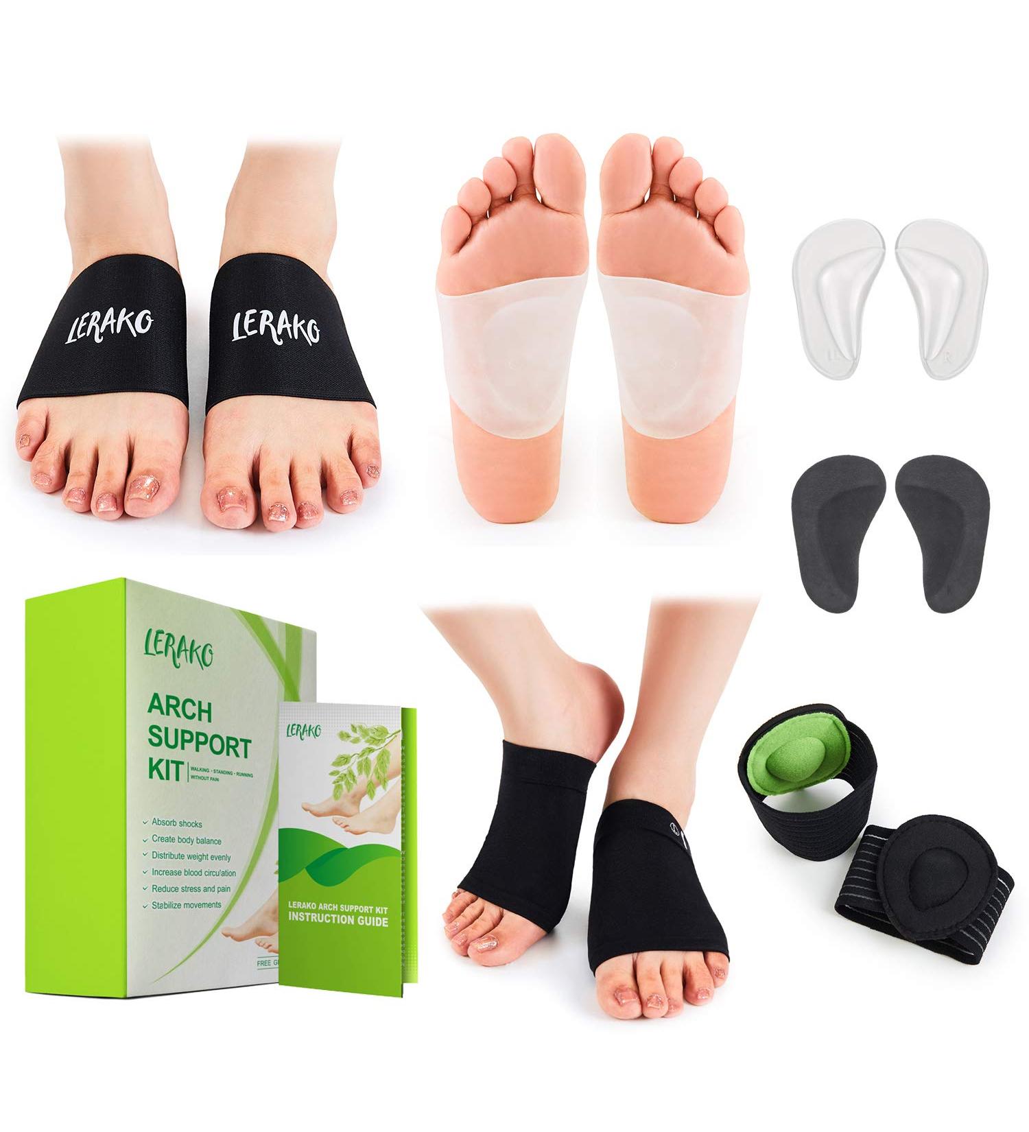 Plantar Fasciitis Arch Support Kit - 12pcs Compression Sleeves & Braces for Fast Pain Relief - Silicone & Cushioned Support - Men & Women Medium Size - Buy Online on GoSupps.com
