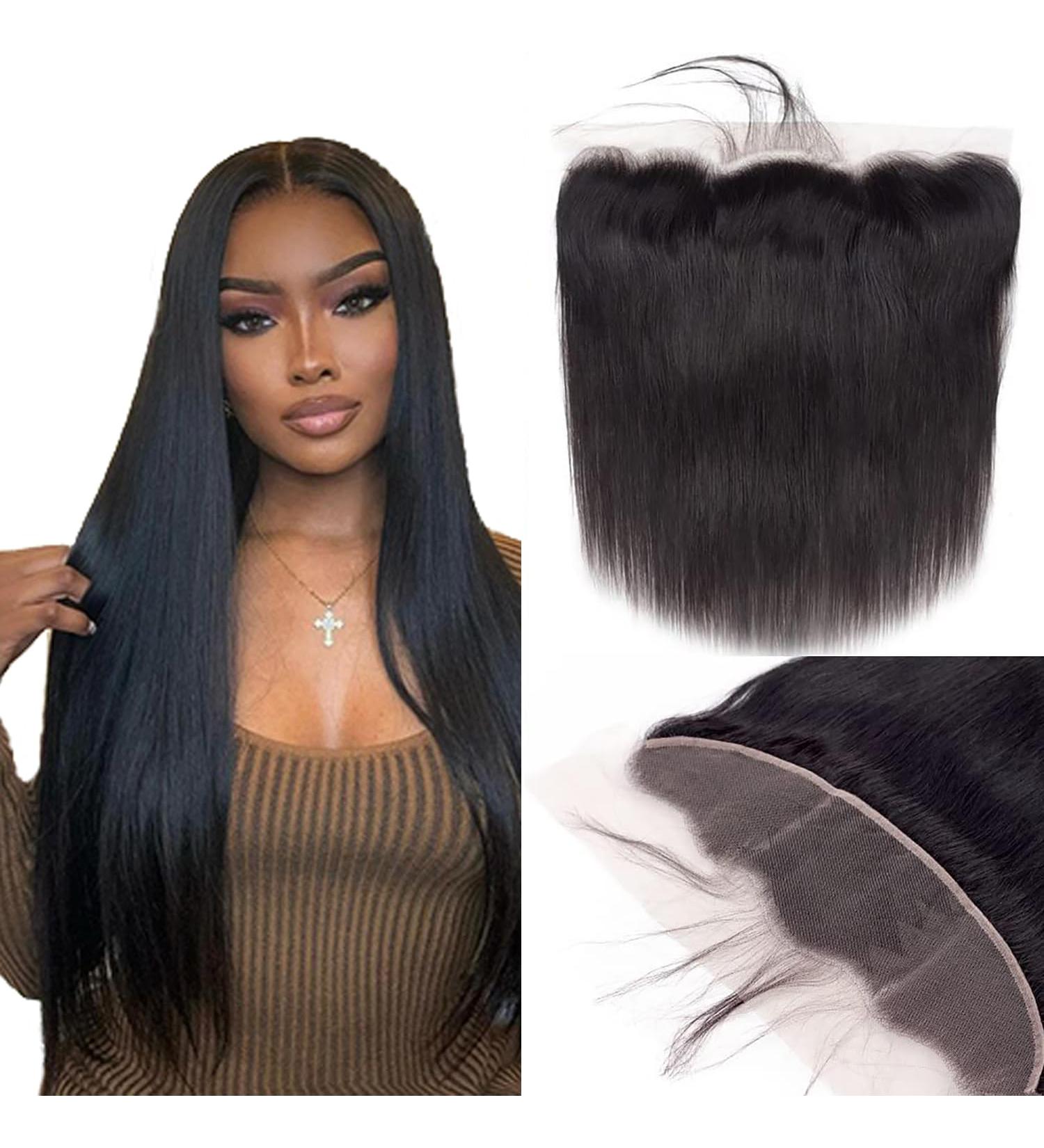 Frontal 13x4 Lace Straight HD Lace Frontal Transparent Lace Closure Human Hair Frontal Closure Pre Plucked with Natural Hairline Ear to Ear Natural Color Brazilian Hair for Women 16 Inch 16 Inch 13x4 Lace Closure - Buy Online on GoSupps.com