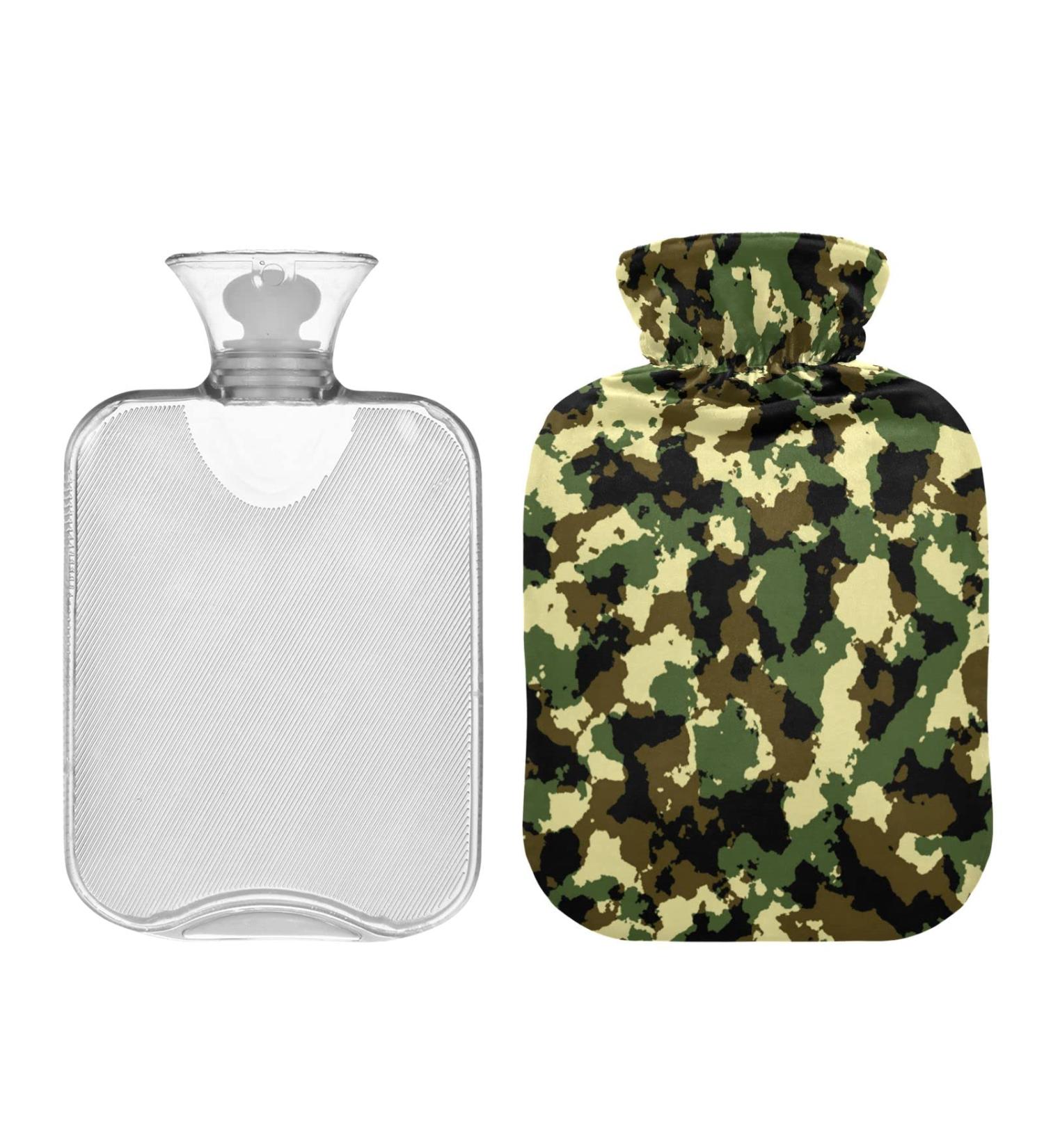 2L Camouflage Hot Water Bottle with Cover | Army Camo Pain Relief & Winter Hand Feet Warmer | International Shipping - Buy Online on GoSupps.com
