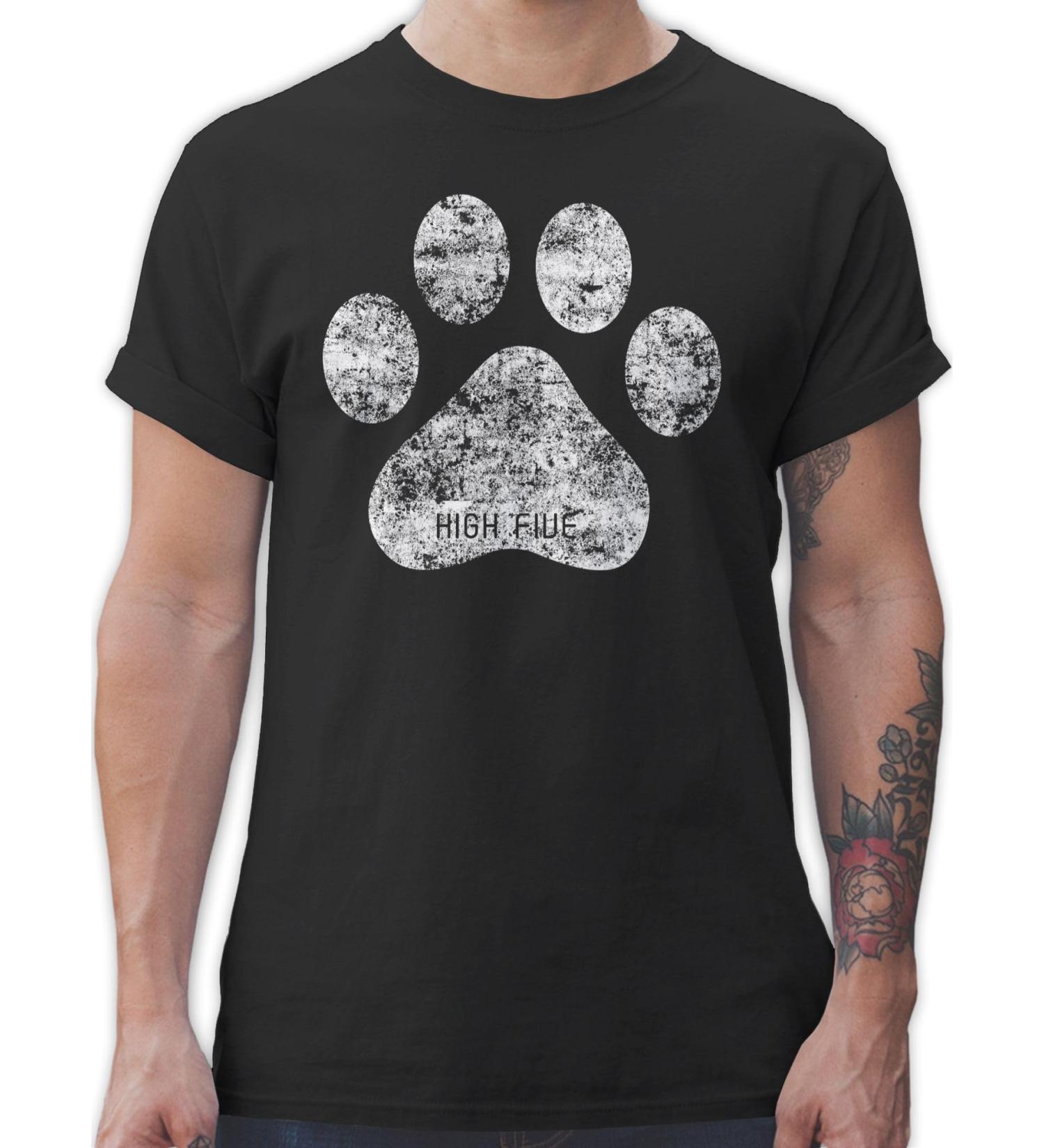 Shirtracer Men's T-Shirt - High Five Dog Paw Design | Perfect Gift for Dog Owners - Available in Black & 4XL - Buy Online on GoSupps.com