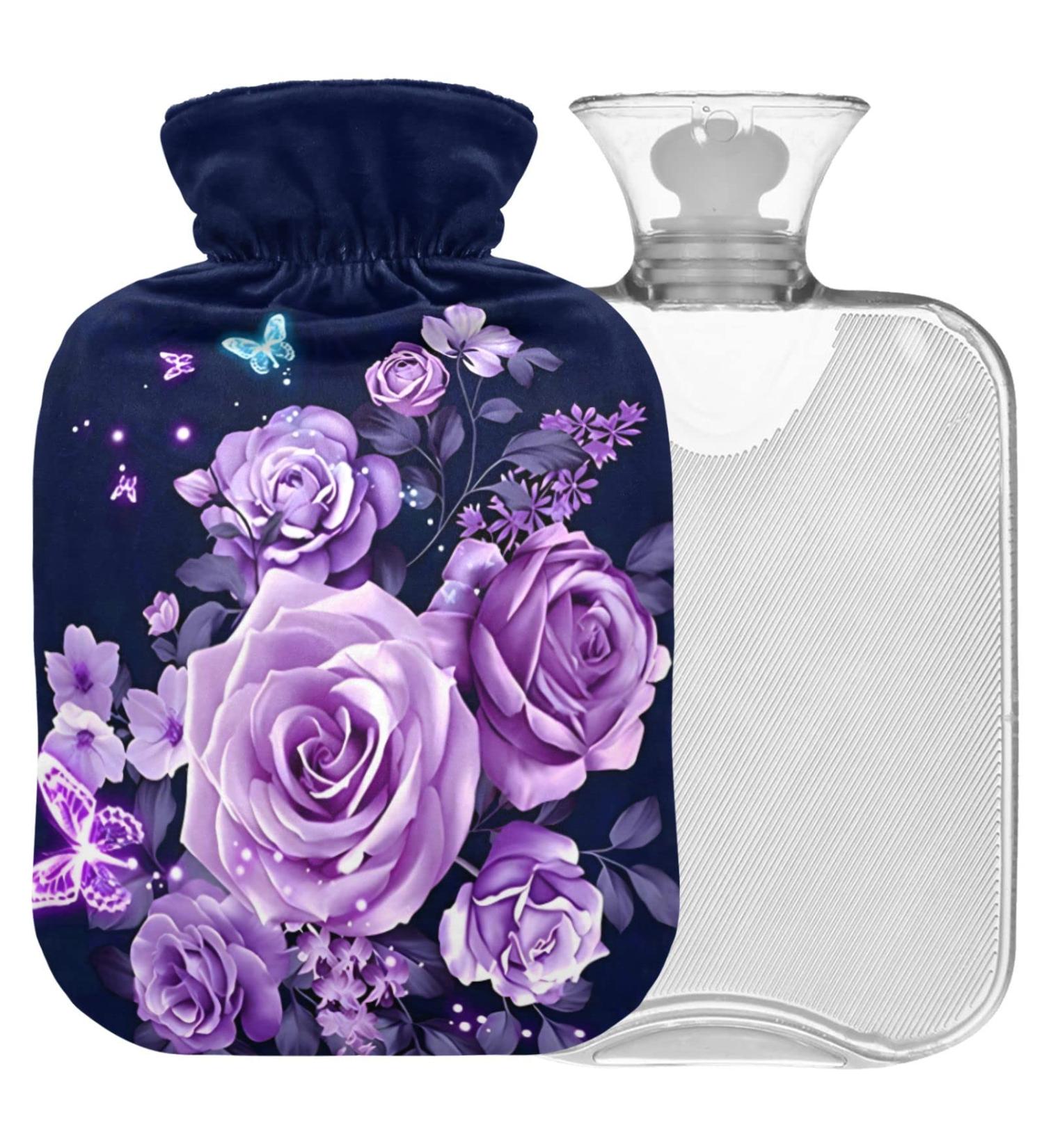 Buy Naanle Purple Rose Hot Water Bottle | 1L Transparent Hand & Foot Heating Bag for Pain Relief & Heat Therapy - International Shipping Available - Buy Online on GoSupps.com