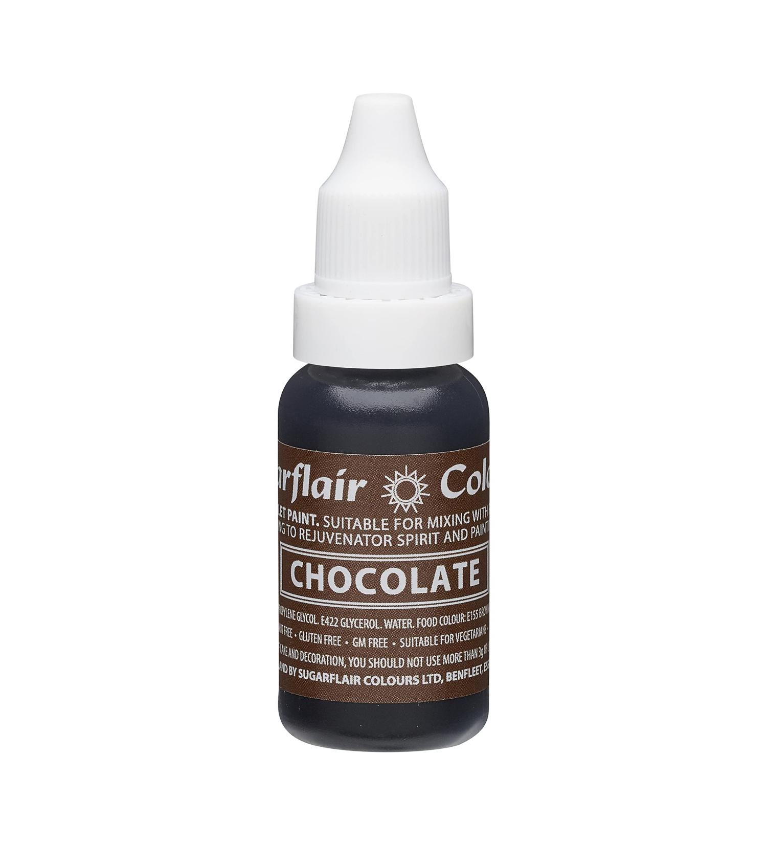Sugarflair Chocolate Liquid Food Colouring Droplet For Colouring Royal Icing Sugarpaste Buttercream Sugarpaste Also For Painting & Can Be Used With An Airbrush - 14ml