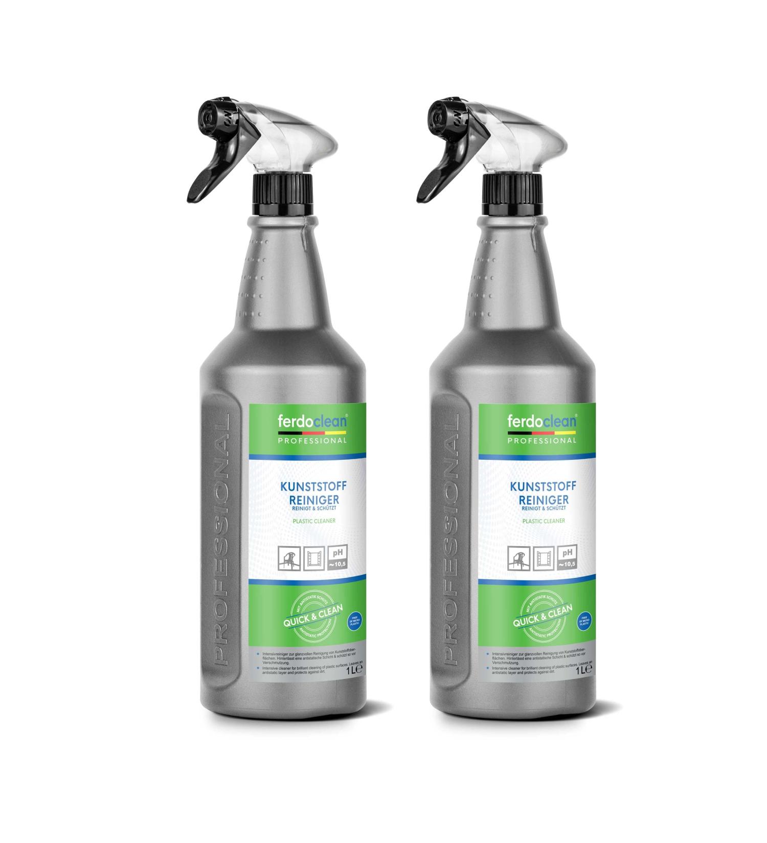 Ferdoclean Organic Plastic Cleaner - 2 x 1000ml for All Plastic Surfaces | Effective PVC Cleaner for Window Frames & Garden Furniture | Stubborn Dirt Removal - Buy Online on GoSupps.com