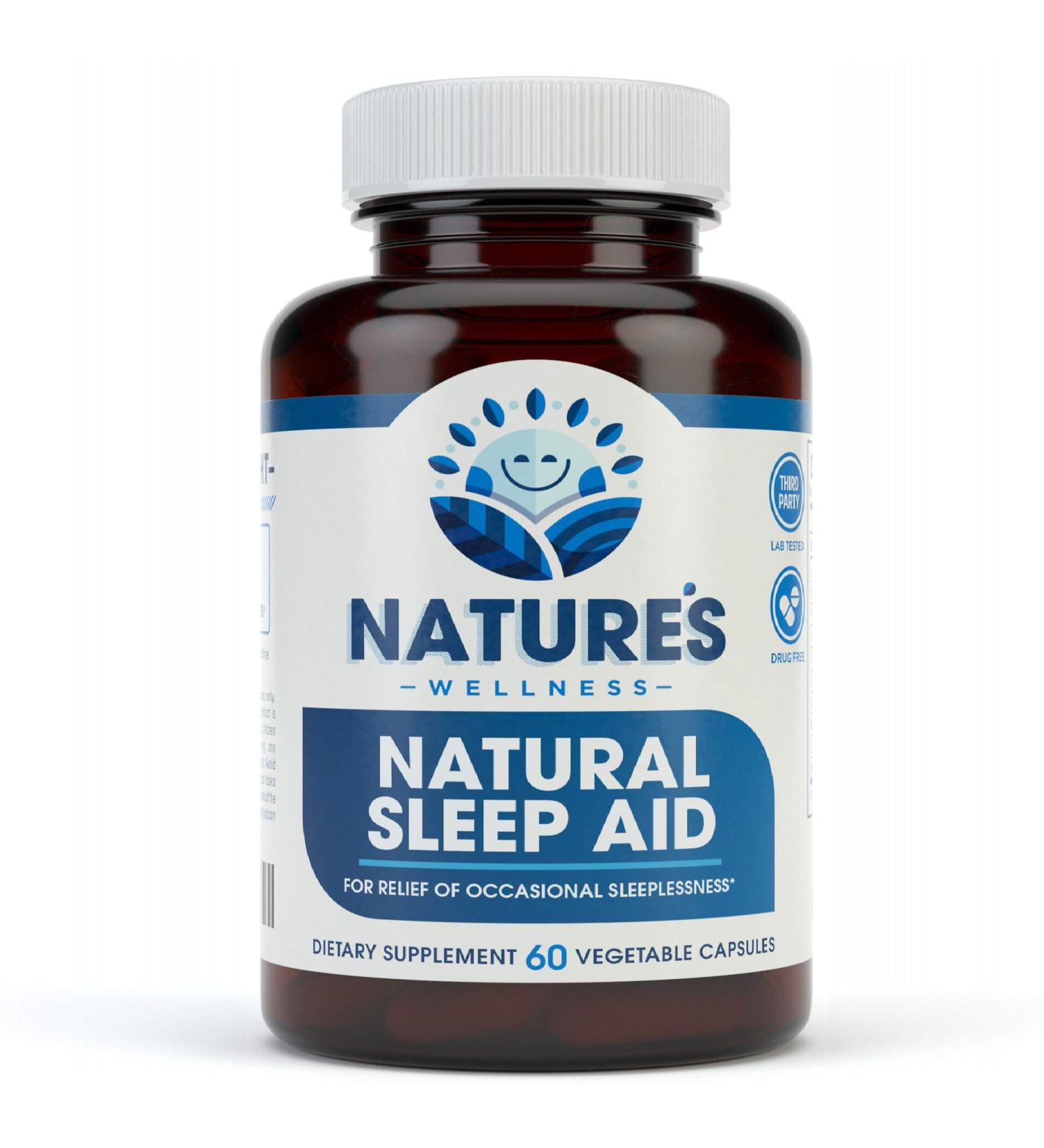 Premium Natural Sleep Aid for Adults - Effective Relief - Non Habit Forming - Wake Up Feeling Refreshed - Proprietary Blend with Melatonin Tryptophan Magnesium Valerian Chamomile & More - 60 Veg - Buy Online on GoSupps.com