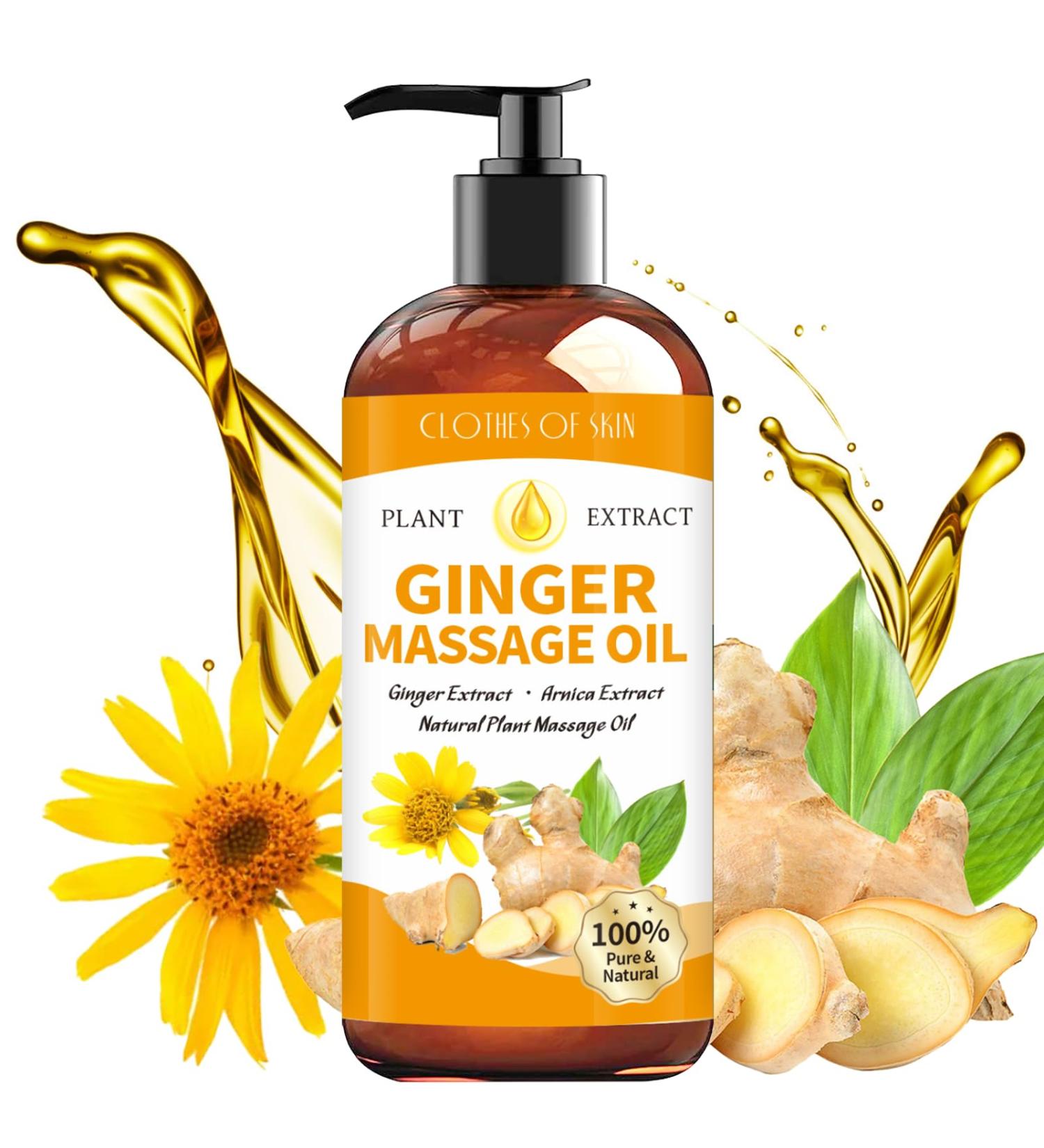 Ginger Oil Massage Therapy - Lymphatic Drainage & Sore Muscle Relief | Natural Ginger Body Oil with Arnica - Warming Soothing Gua Sha Massage Oil - Buy Online on GoSupps.com