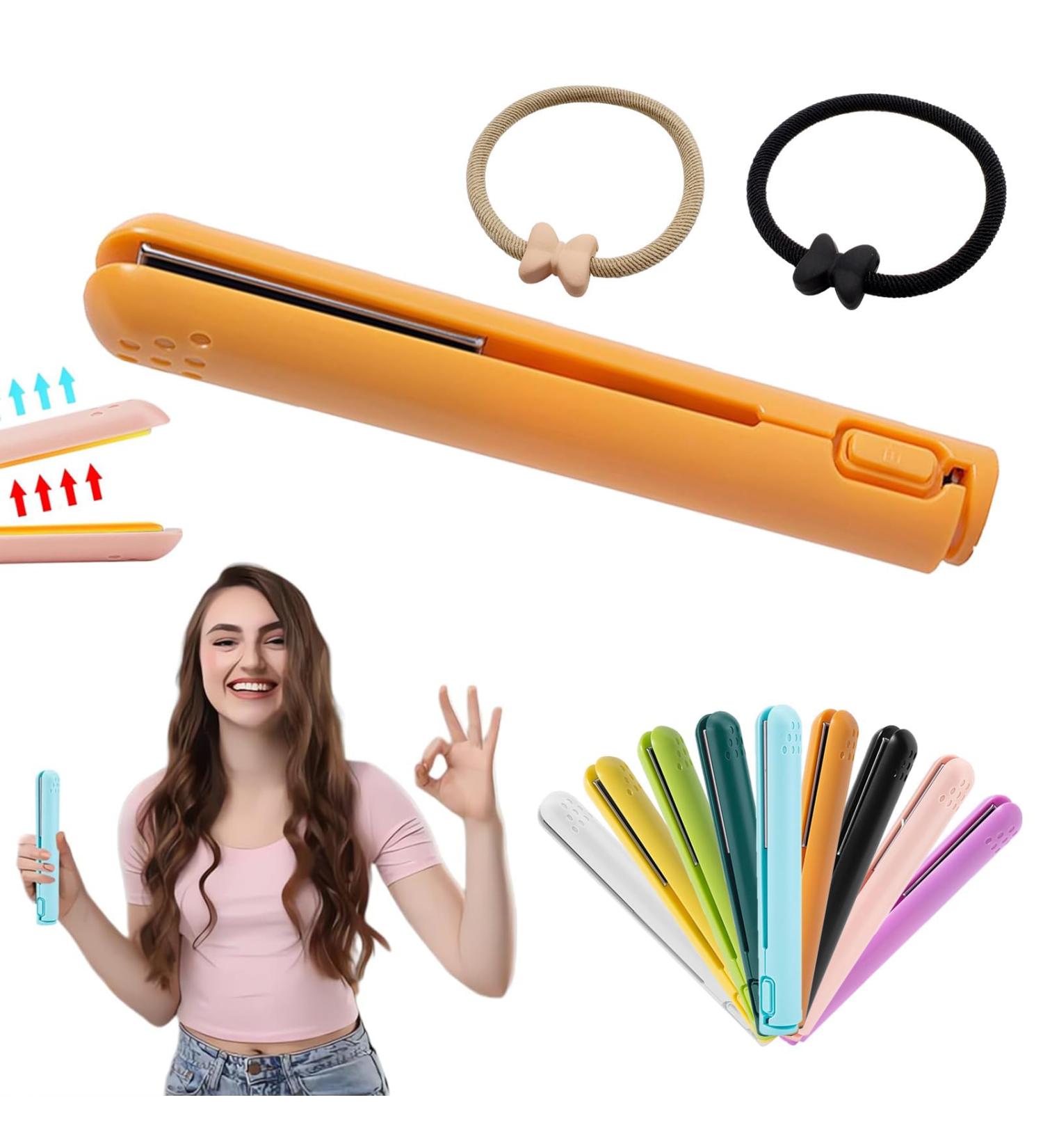 Mini Dual-purpose Curling Iron Upgrade 2-in-1 USB Hair Straightener Curling Iron Ceramic Mini Hair Curler Travel Curling Iron USB Rechargeable Curling Wand (B) - Buy Online on GoSupps.com