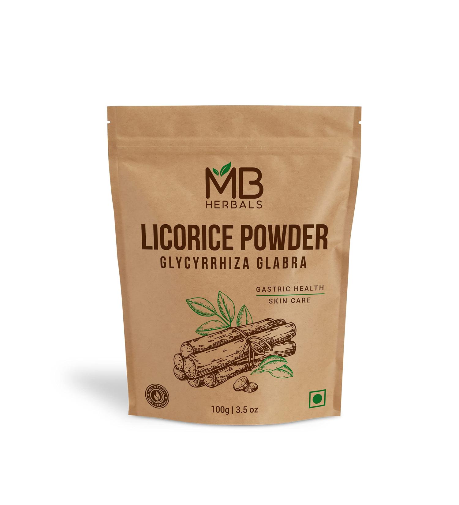 MB Herbals Licorice Root Powder 100g | Pure Glycyrrhiza Glabra | Mulethi for Health | Yashtimadhu Supplement - Buy Online on GoSupps.com