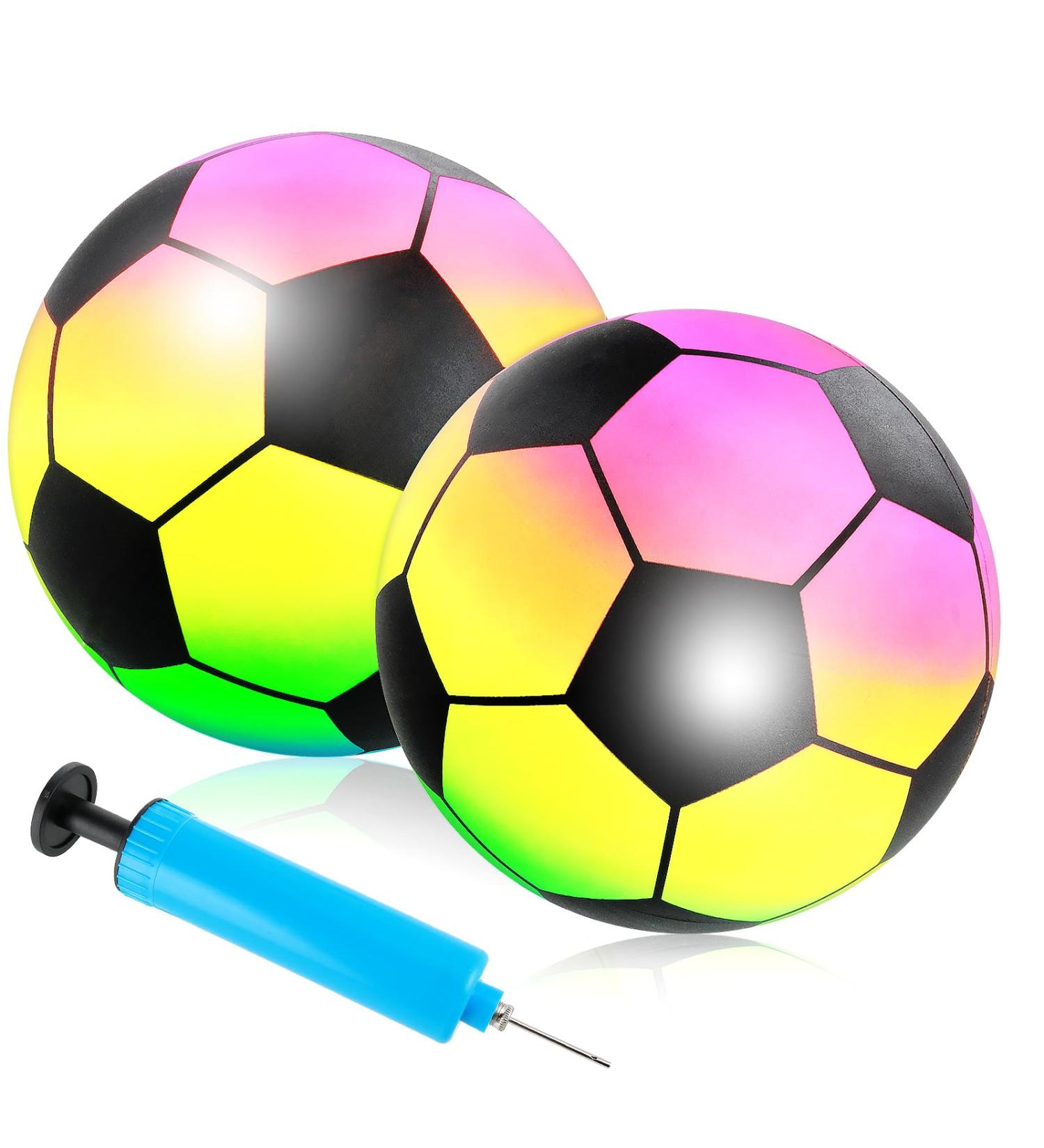 Buy 2-Pack PVC Rainbow Footballs & Inflatable Beach Balls for Kids & Adults - Perfect for Outdoor Fun & Water Play - Buy Online on GoSupps.com