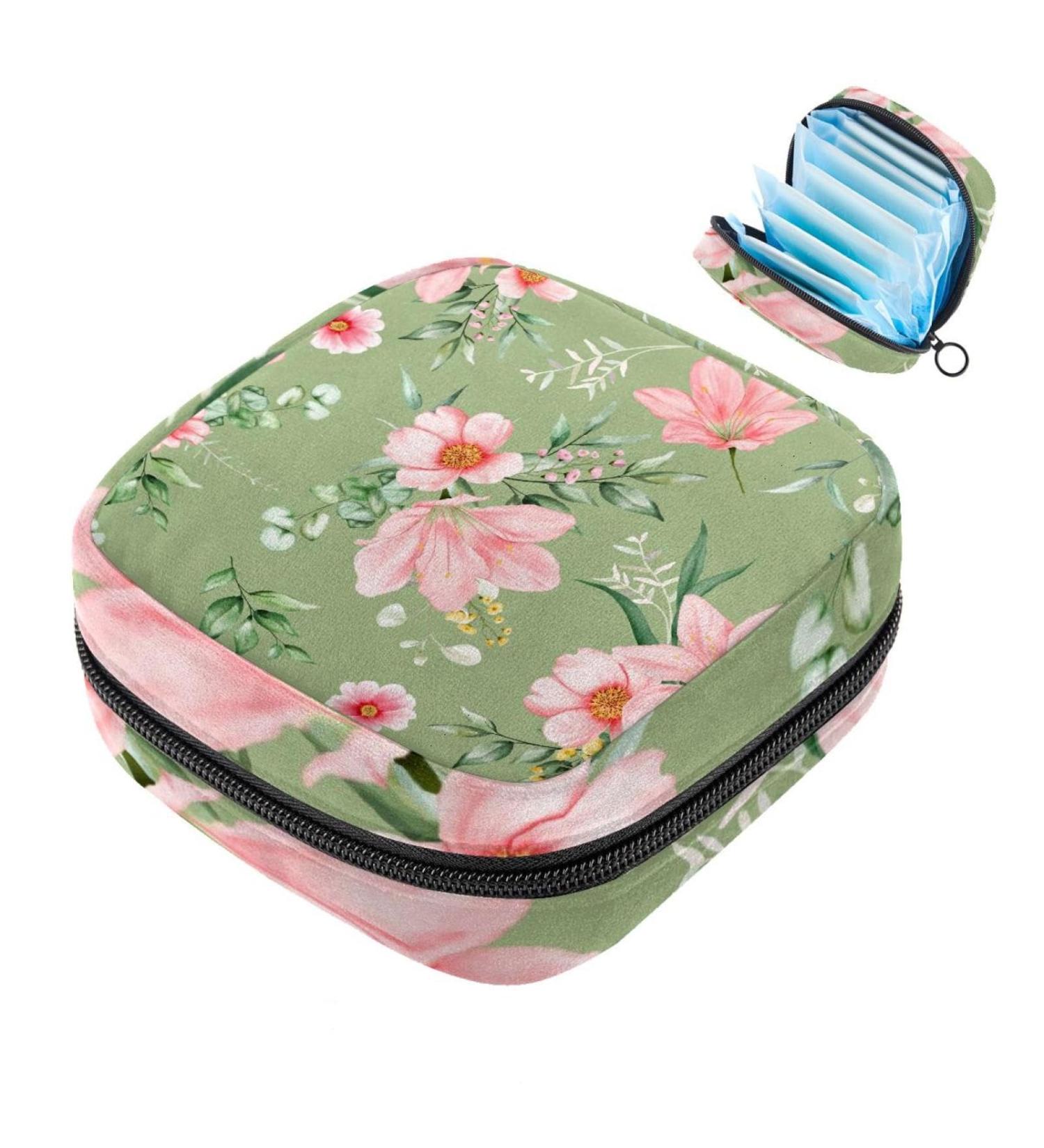 Women s Travel Storage Bag for Menstrual Cup & Makeup Organizer - Pink Floral Design Large Capacity - Buy Online on GoSupps.com