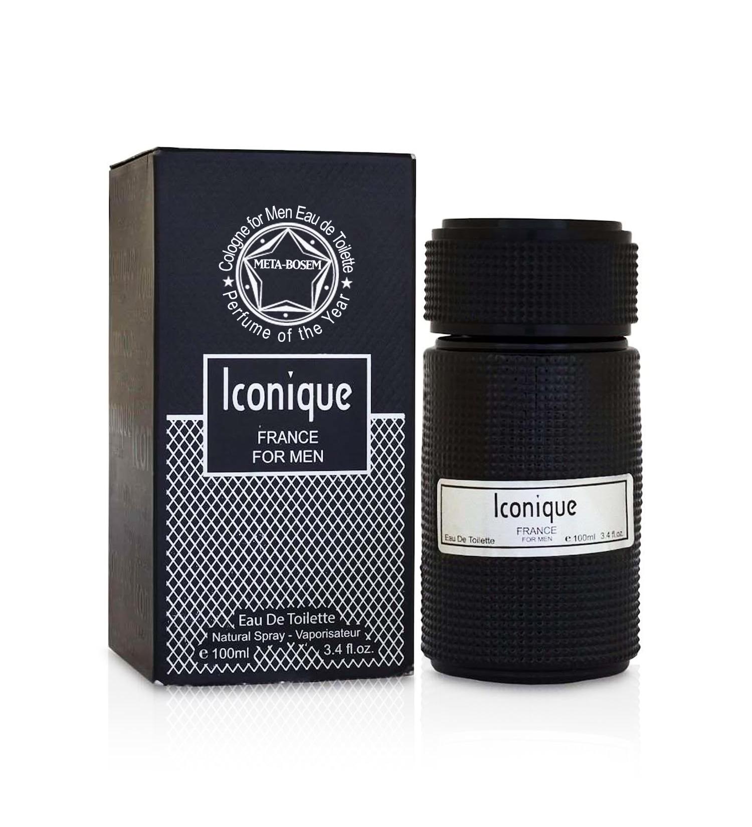 META-BOSEM Iconique for Men Cologne Sweet Fragrance Eau de Toilette Natural Spray - Citrus Spicy Scent Black Bottle - Holiday Gift 3.4 Fl Oz/100 Ml