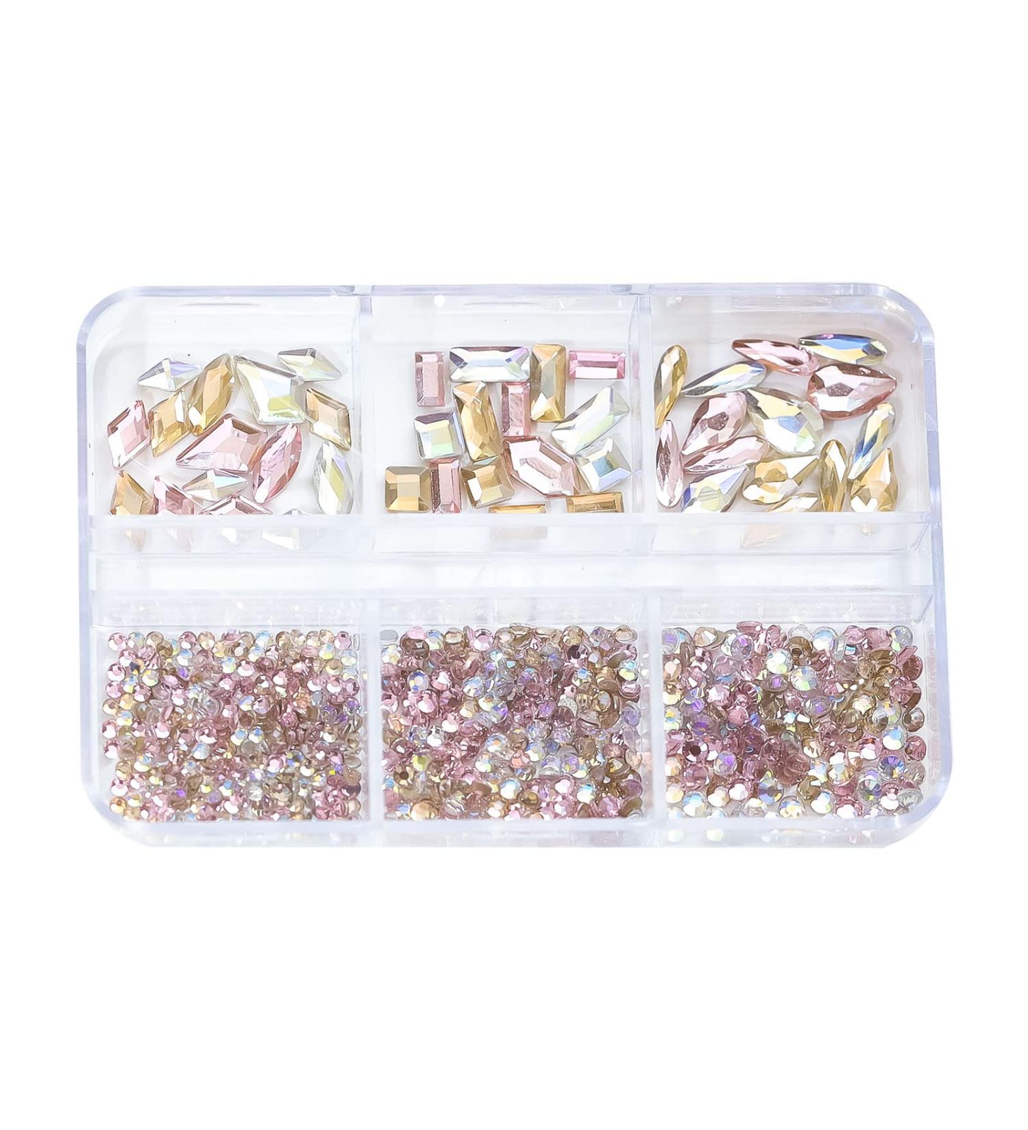 6 Grid Mixed Nail Rhinestones Nail Stones Nail 3D Nail Crystal for Manicures Nail Art Supplies Accessories Nail Art Decorations Kit - Buy Online on GoSupps.com