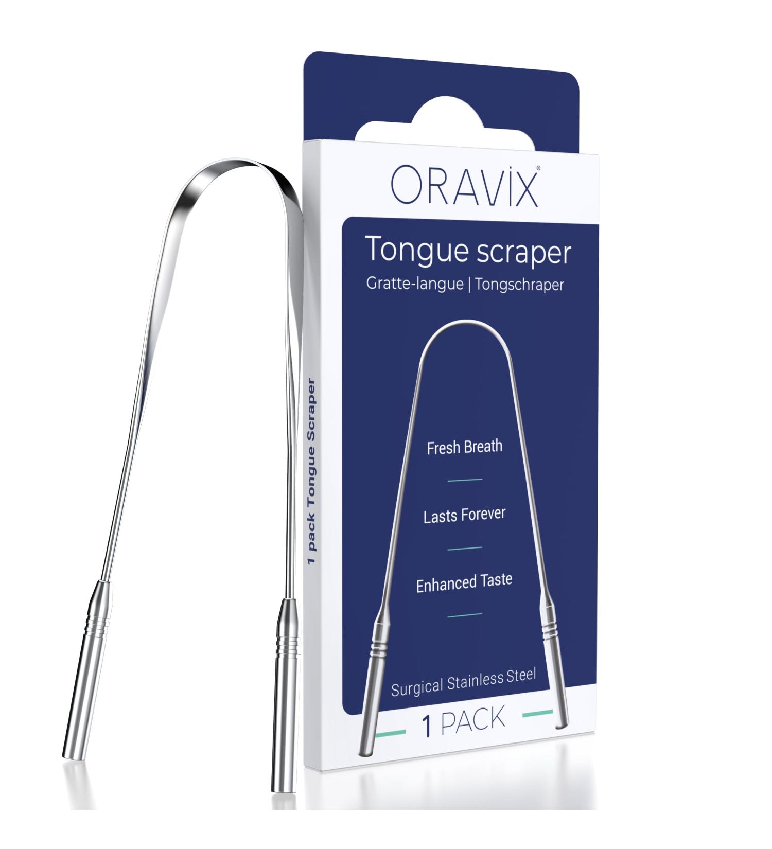Tongue Cleaner Stainless Steel | Fresh Breath & Oral Health | Oravix U-Shape for Adults & Kids - 1 Pack - Buy Online on GoSupps.com