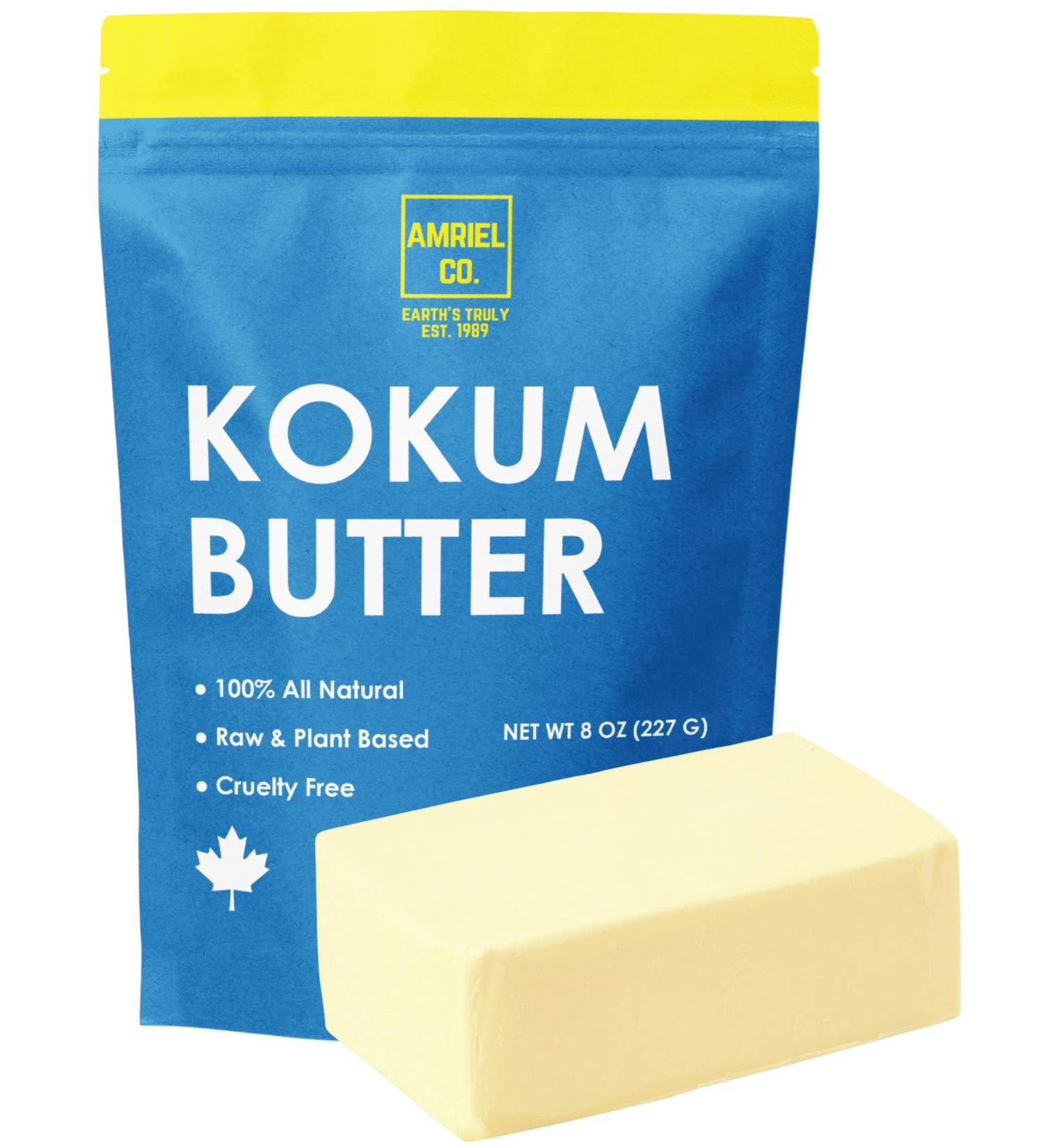 Kokum Butter (227g) Premium Quality Unrefined Ivory Moisturizer| Packed in Canada| Great For Hair Skin and DIY| Use Alone Or In Lip Balms Lotions Soap and More| By Amriel Co.  - Buy Online on GoSupps.com