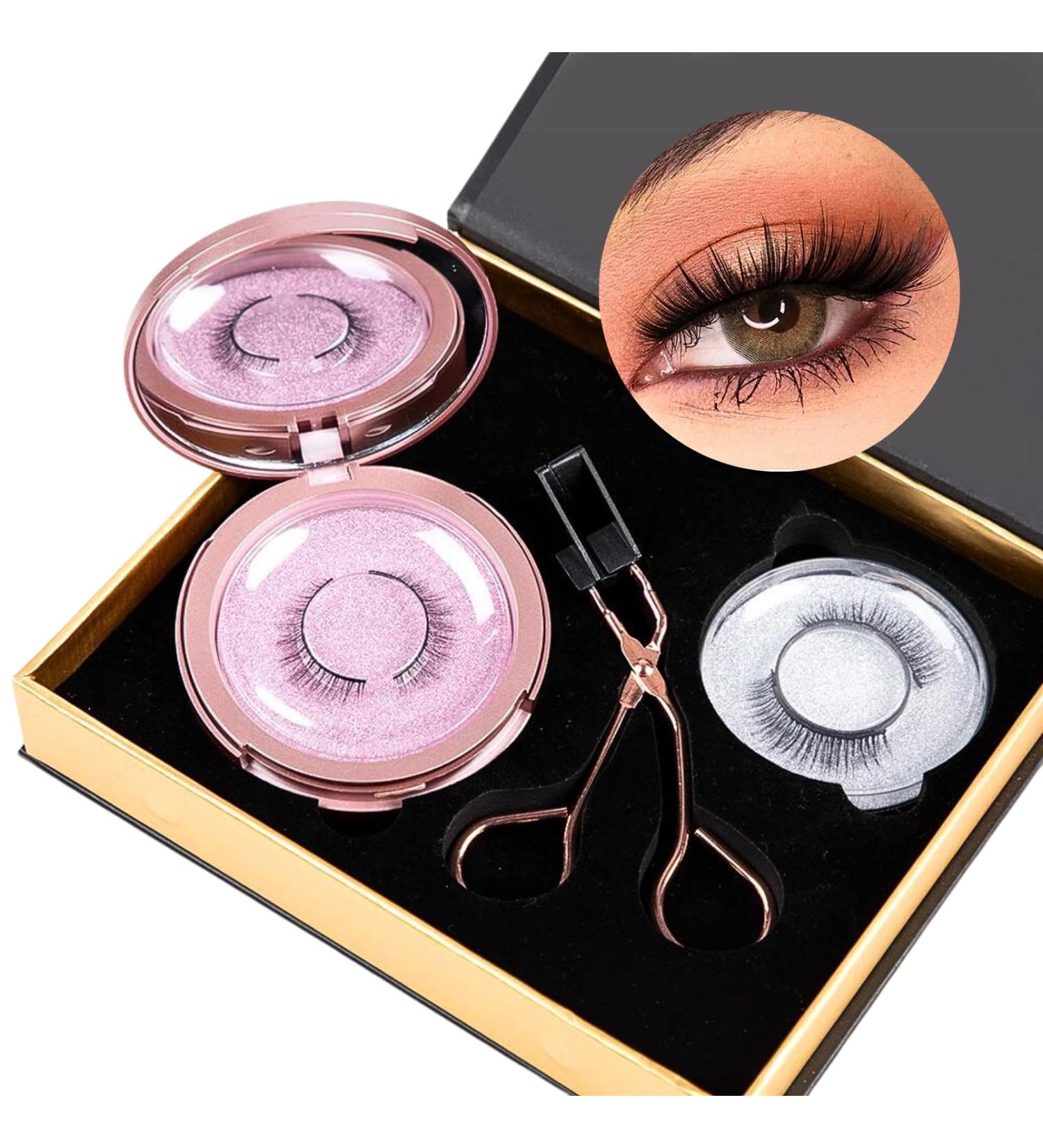 Magnetic Eyelashes without Eyeliner Reusable 2 Pairs False Lashes Natural Look 3D Effect Fake Eyelash Set with Applicator Natural False Eye Lashes - Buy Online on GoSupps.com