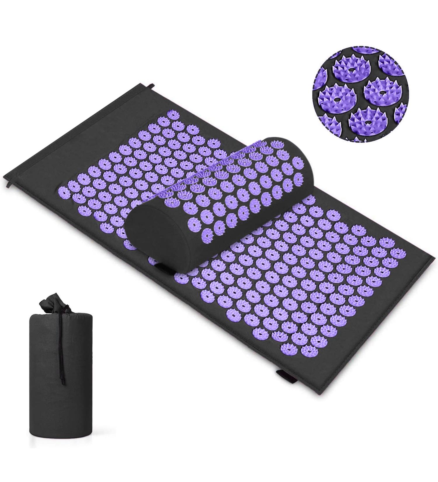 Buy AkuPressurmatte Acupressure Set - Black & Purple Nail Mat for Pain Relief | International Shipping Available - Buy Online on GoSupps.com