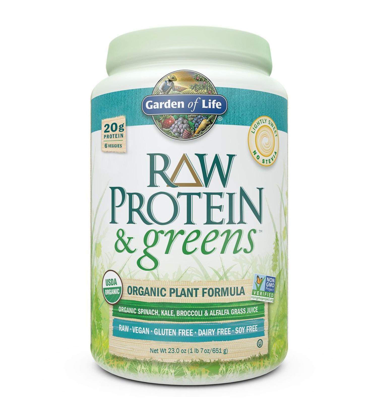 Garden of Life RAW Protein & Greens - Organic Plant Formula, Lightly Sweet, 22.92 oz (650 g) - Buy Online on GoSupps.com