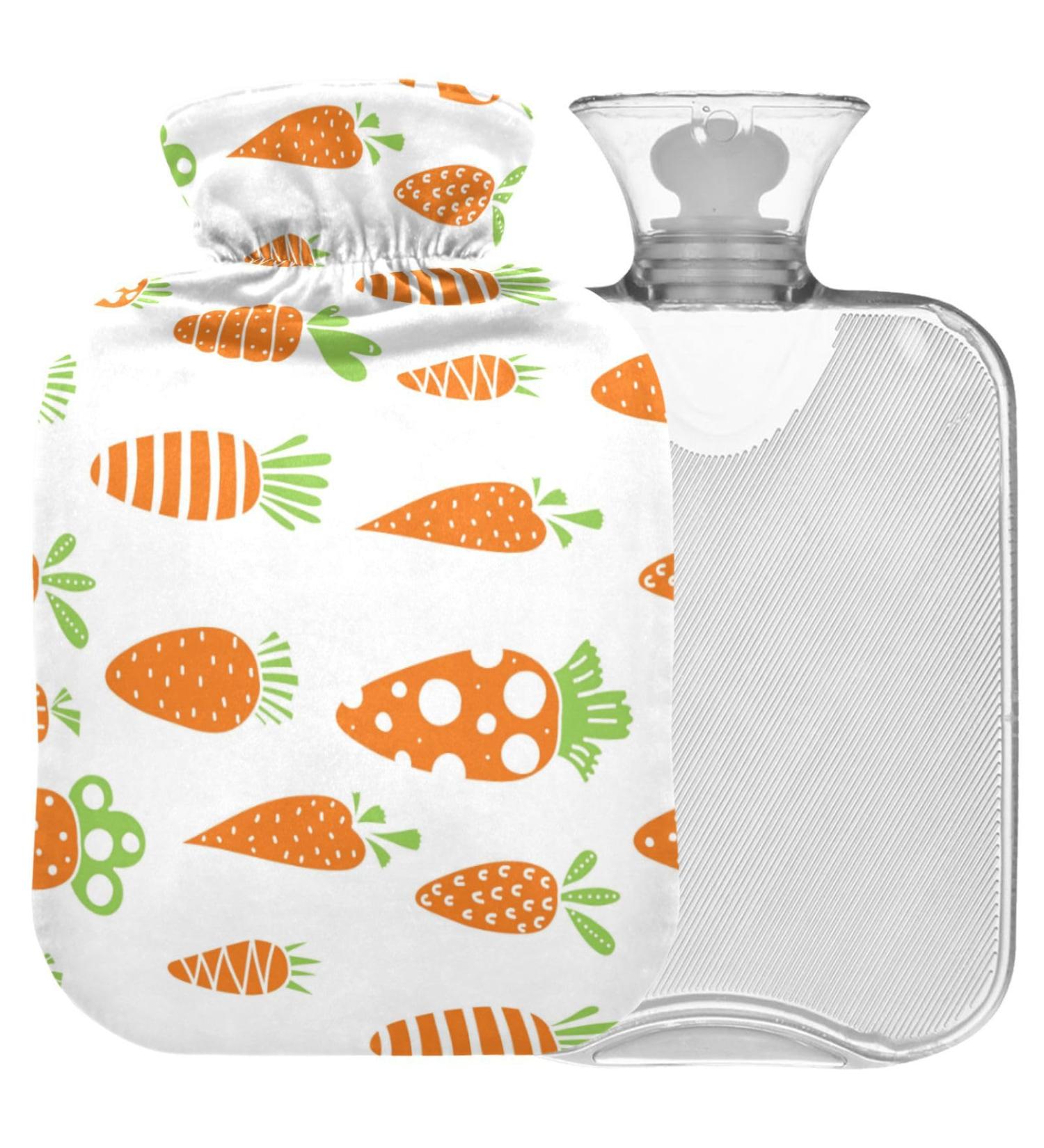Naanle Carrots Polka Dots Hot Water Bottle - 1L Transparent Warm Water Bottle for Pain Relief & Cold Therapy | Ideal Bed Hand & Feet Warmer - Buy Online on GoSupps.com