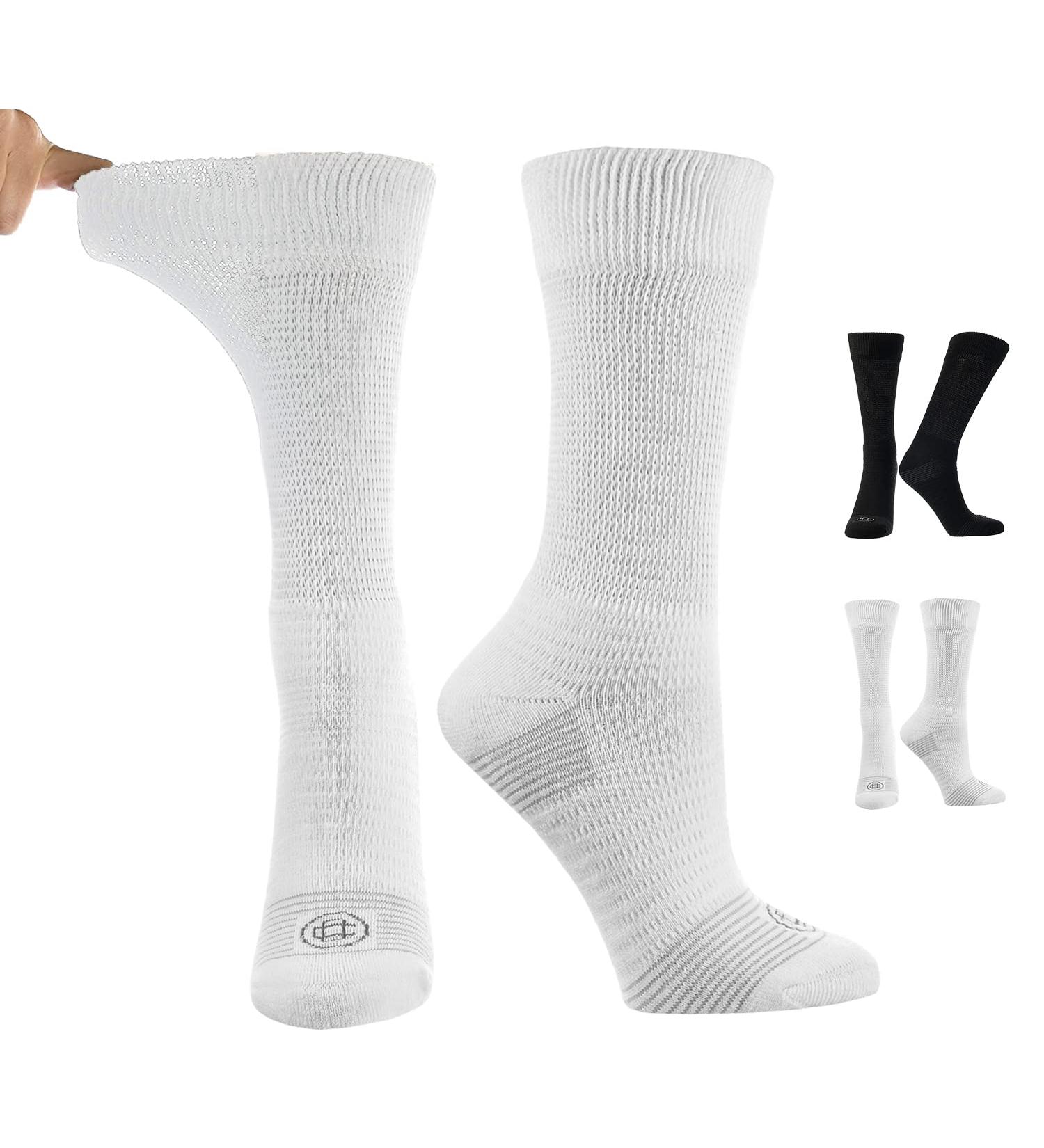 Doctor's Choice Mens Diabetic & Neuropathy Socks Large 10-13, X-Large 12-15, 2 Pairs White - Crew Large (2 Pair)