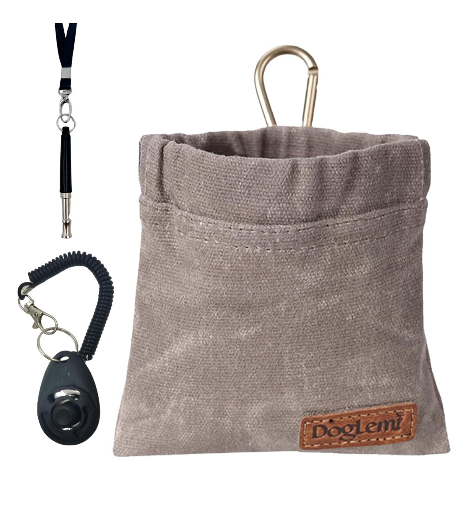 Duuclume Hands-Free Dog Training Kit with Treat Pouch, Clicker, Whistle & Carabiner - Grey - Buy Online on GoSupps.com
