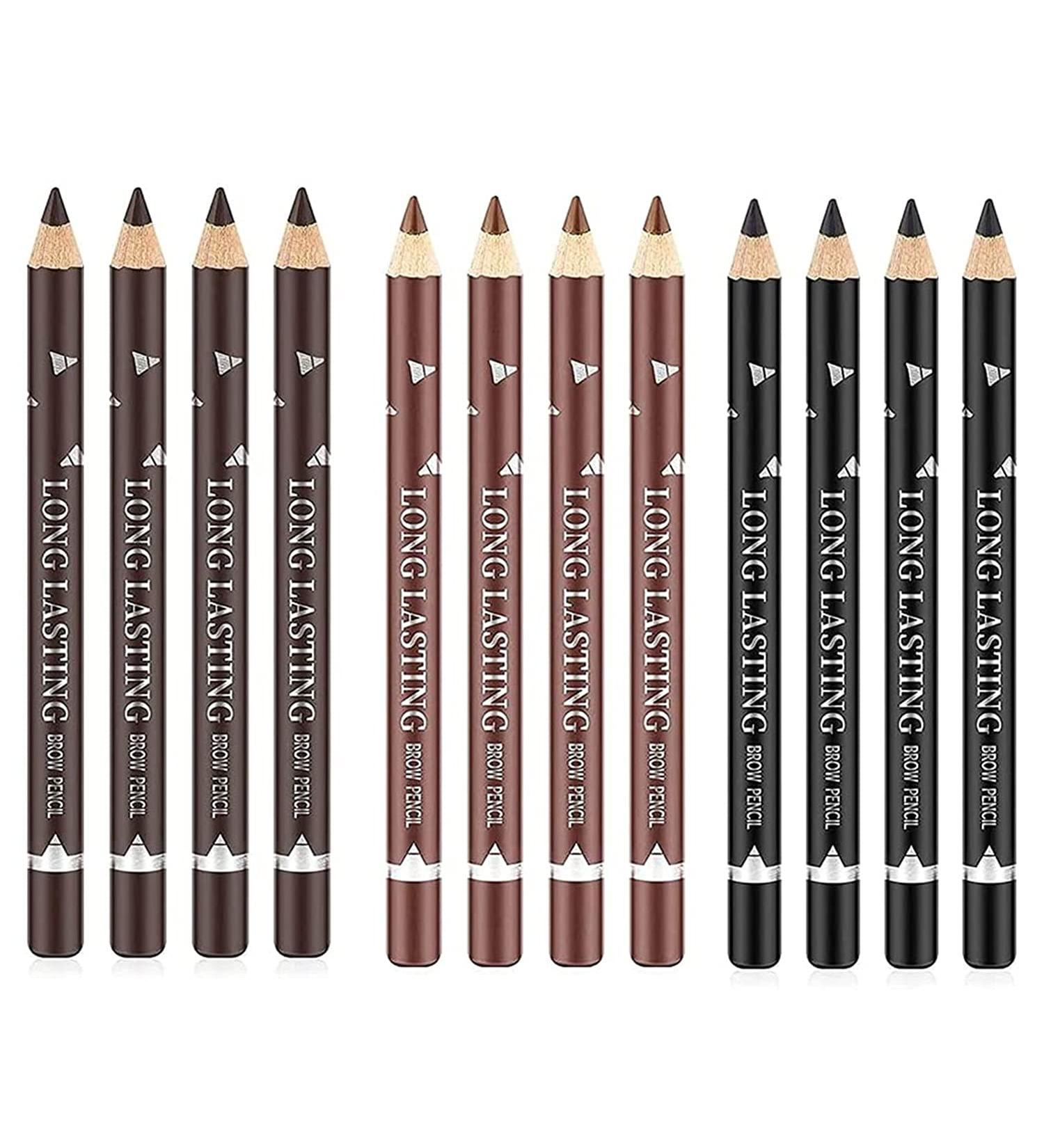 Go Ho 12 PCS Waterproof Eyebrow and Eyeliner Pencil Set - Long-lasting & Sweat-proof Makeup Brow Tint Pen in 3 Colors - Buy Online on GoSupps.com