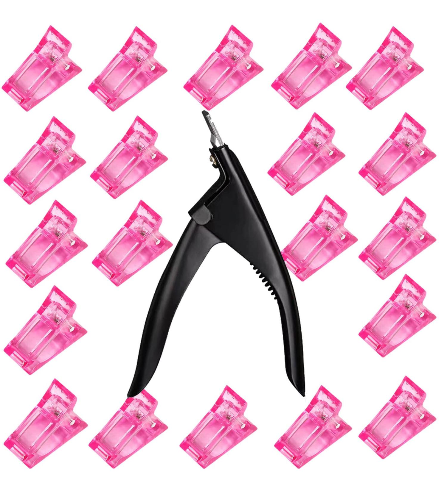 20pcs Polygel Nail Clips and Acrylic Nail Clipper Set for Quick Nail Extension - Black and Pink - Buy Online on GoSupps.com