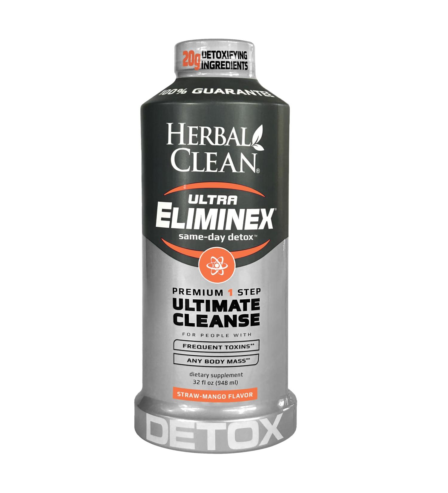 Herbal Clean Ultra Eliminex - Premium Same-Day Detox Cleanse (Straw-Mango 32 fl oz) | Ultimate Herbal Detox for International Shipping - Buy Online on GoSupps.com