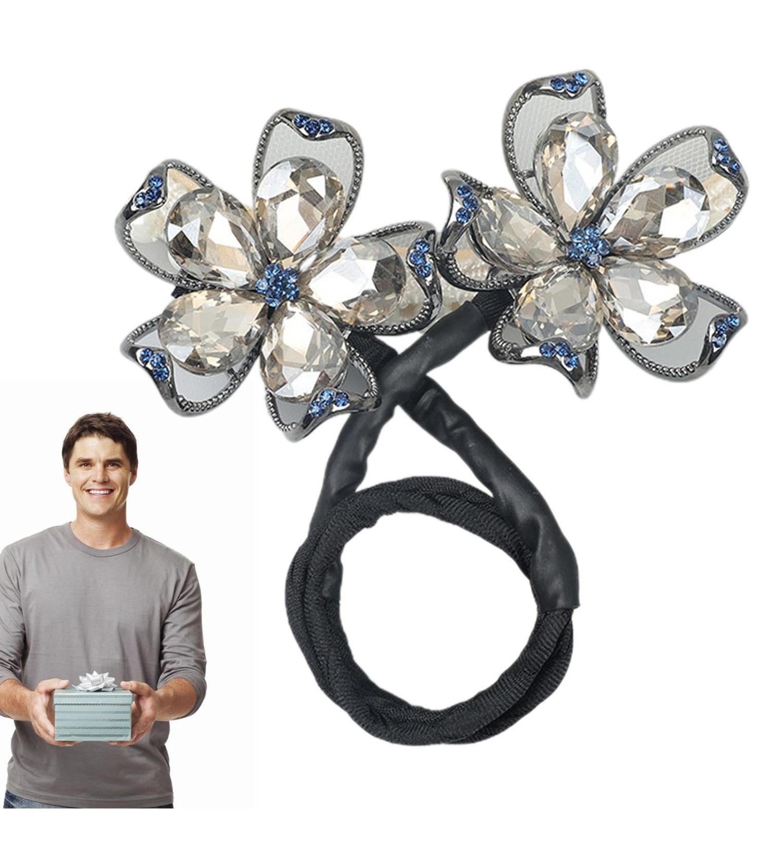 Flower Barrettes for Women | Cloth Alloy Flower Bud Shape Hair Clips Handmade Elastic Barrettes Hair Accessories for Stylish crystal - Buy Online on GoSupps.com