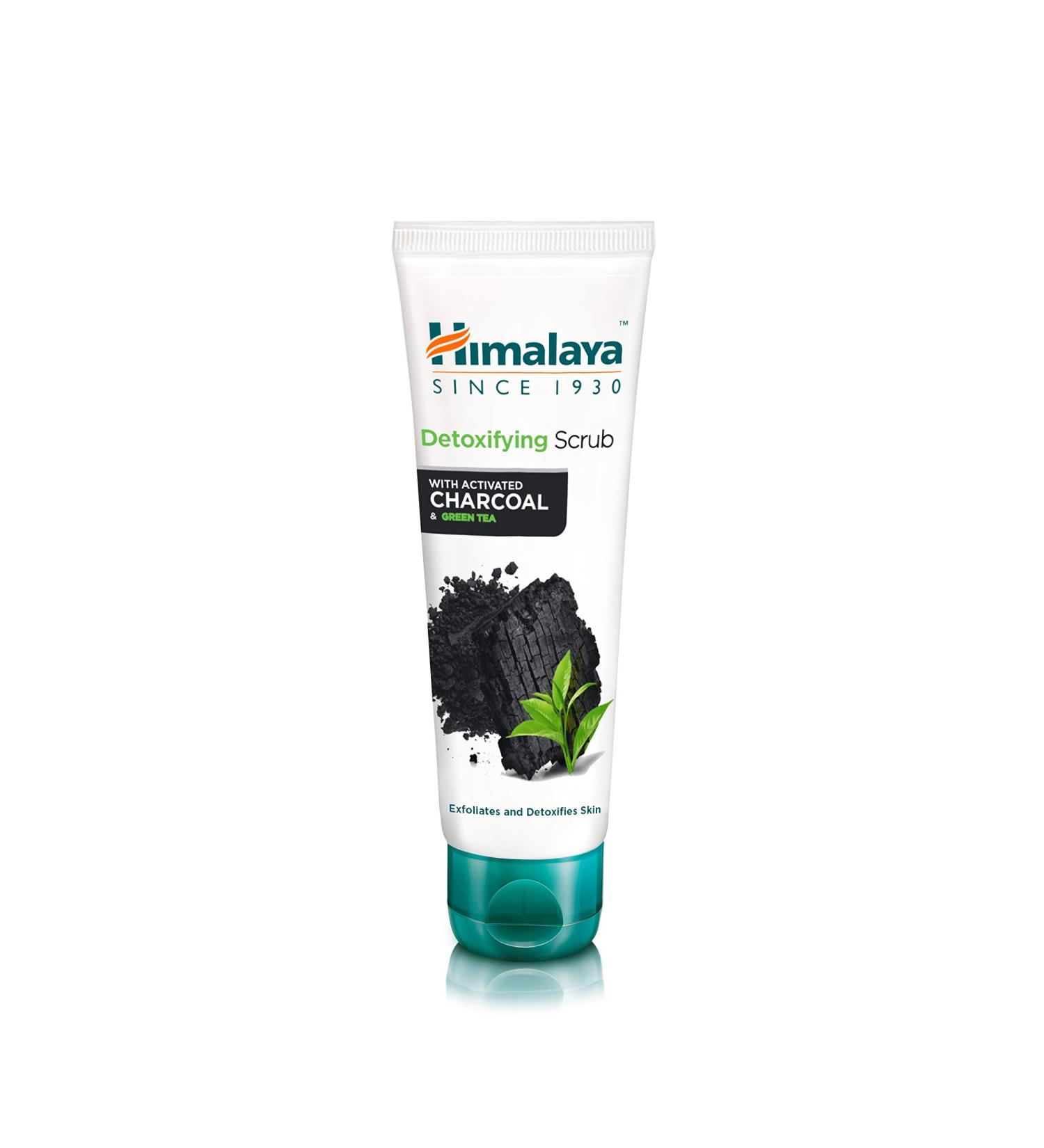 Himalaya Detoxifying Face Scrub with Activated Charcoal & Green Tea | Exfoliate Detoxify Nourish Skin | 75ml - Achieve Fresh Matte Finish - Buy Online on GoSupps.com