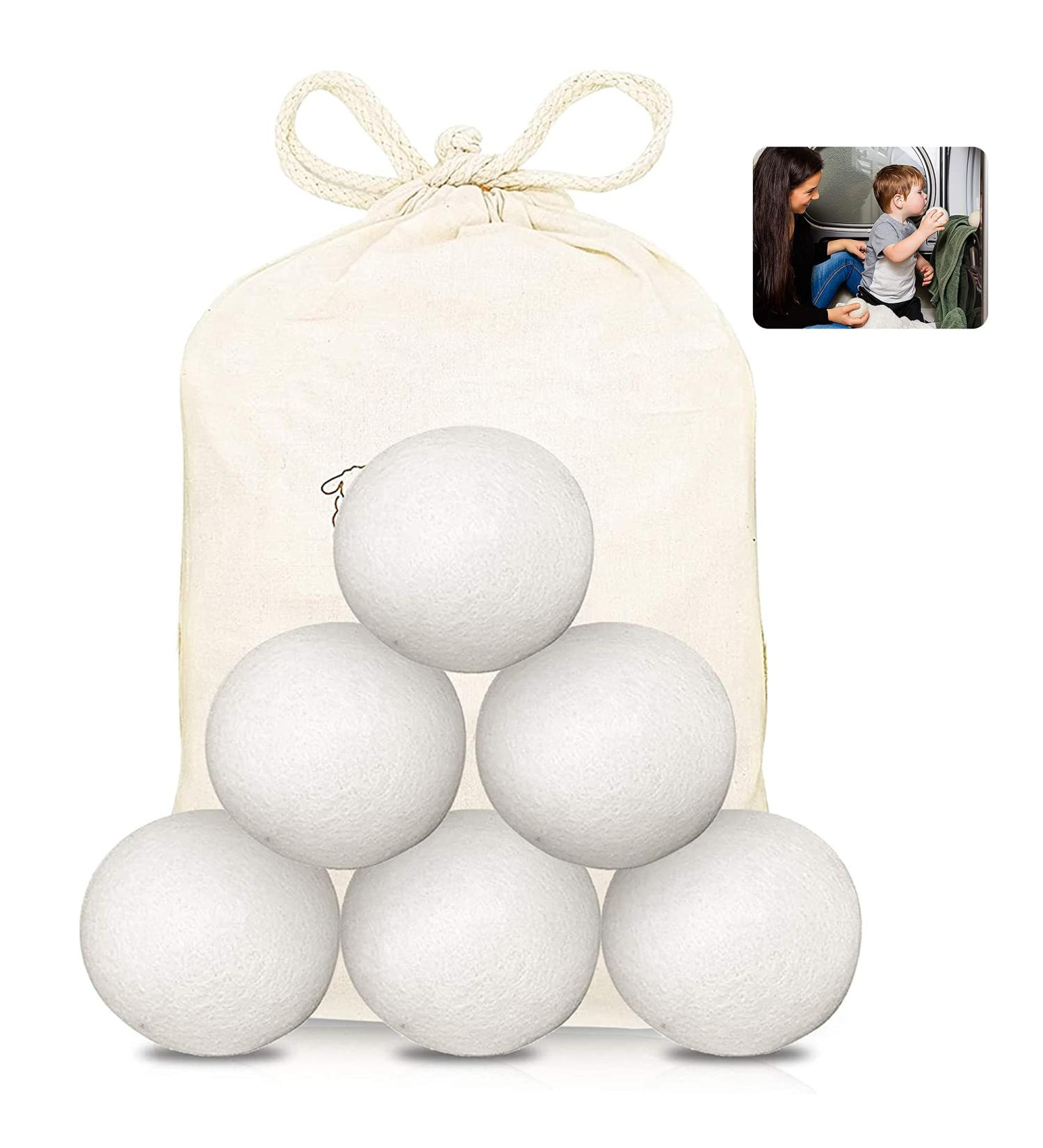 Buy Meeqiao 6PCs Natural Wool Dryer Balls - Eco-Friendly Fabric Softener from 100% New Zealand Sheep Wool - Perfect for Tumble Dryers - Buy Online on GoSupps.com