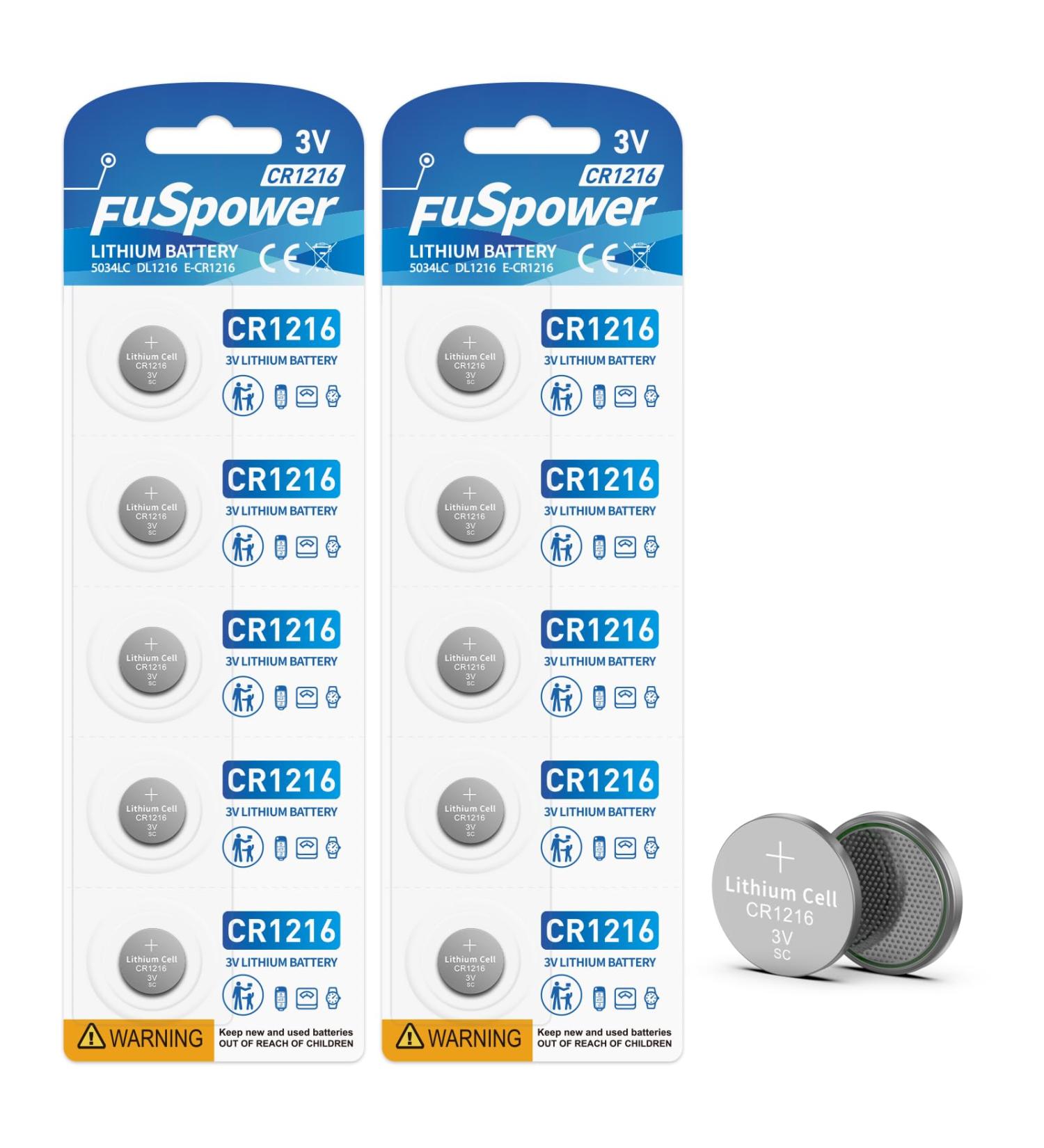 CR1216 Watch Battery 3V Lithium Button Cell Coin Batteries 1216 Battery for Timex Watch Led Lights 10pcs - Buy Online on GoSupps.com