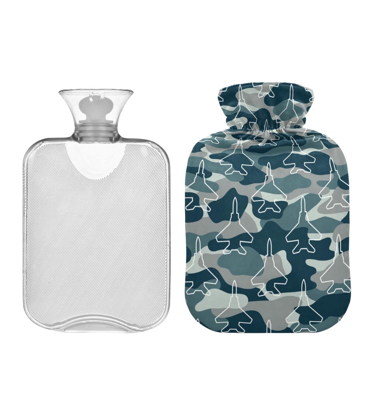 Hot Water Bottle 2L with Jet Fighters Camouflage Cover | Pain Relief & Winter Hand Feet Warmer - Buy Internationally - Buy Online on GoSupps.com