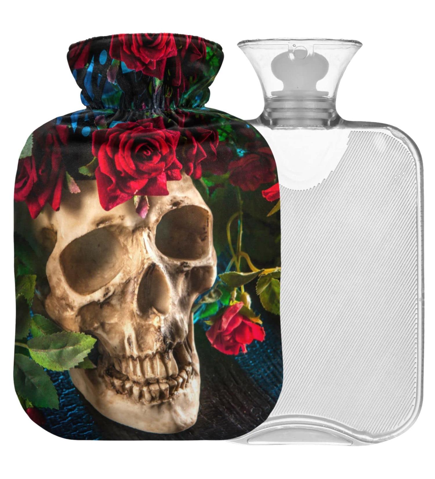 Naanle Mexican Skull-Rose Heat Bottle | 2L Transparent Hot Water Bottle for Pain Relief Hand & Feet Therapy Heat & Cold Therapy - Buy Online on GoSupps.com