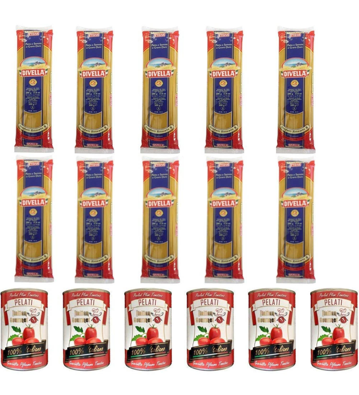 10x Divella Spaghtti hard wheat Italian pasta 500g + Italian gourmet 100 Italian silented tomatoes 6x 400g - Buy Online on GoSupps.com