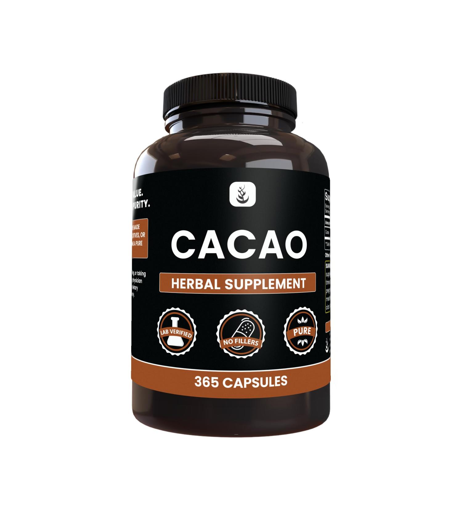 Pure Original Ingredients Cacao (365 Capsules) No Magnesium Or Rice Fillers Always Pure Lab Verified 365 Count (Pack of 1) - Buy Online on GoSupps.com