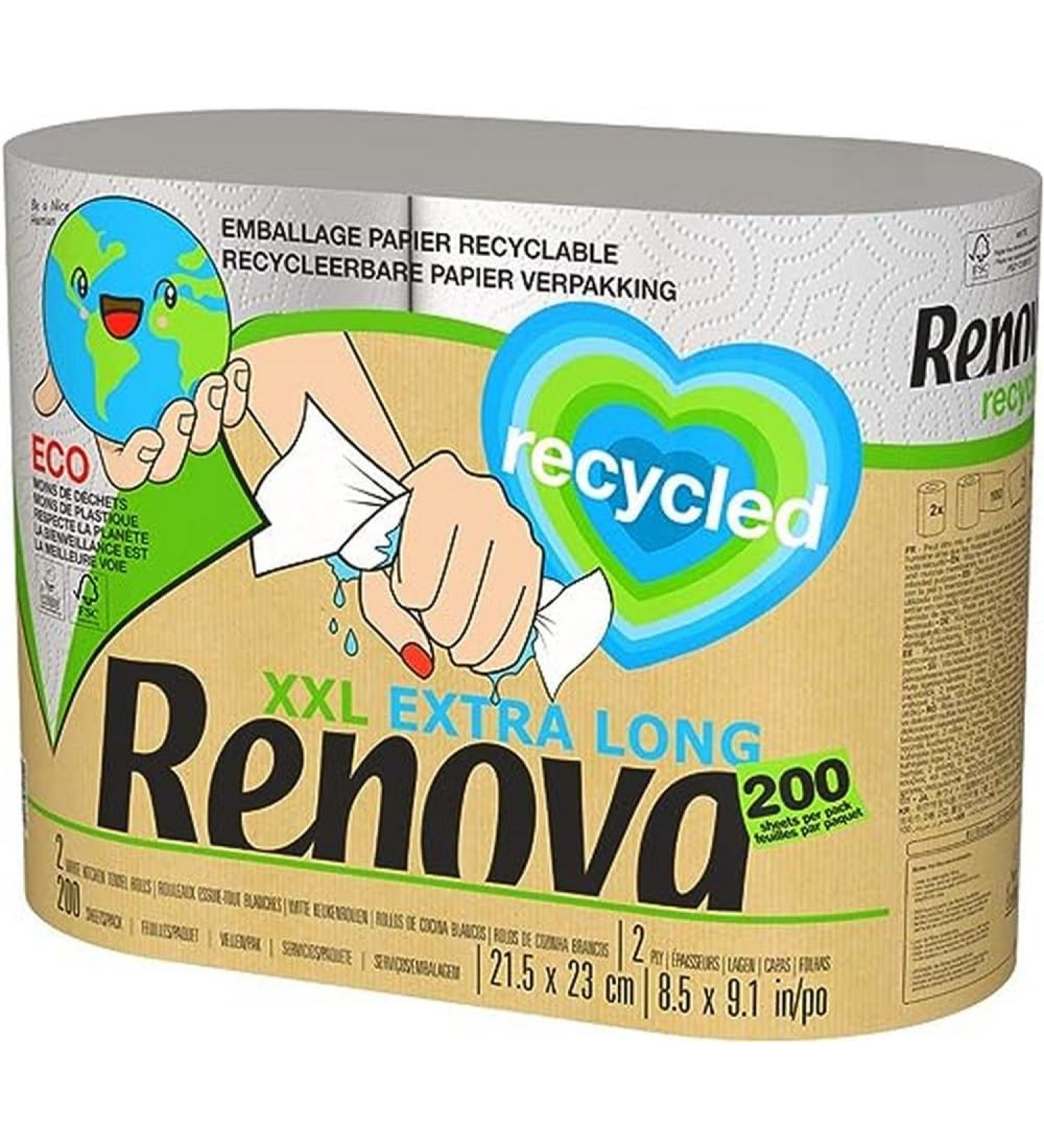 Buy Renova RECYCLED XXL Paper Towels - 2 Large White Rolls | Eco-Friendly International Shipping Available - Buy Online on GoSupps.com