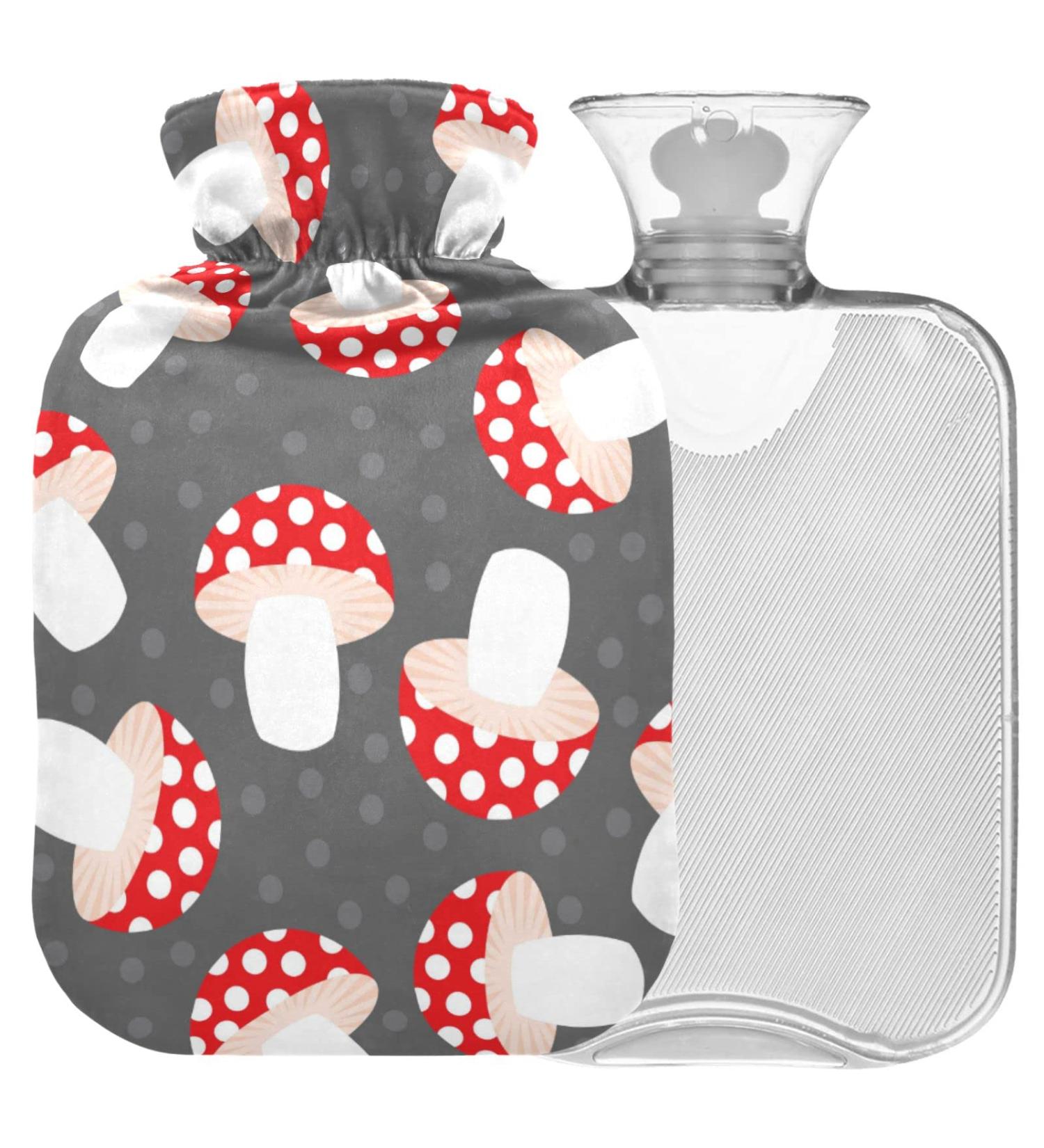 Buy Naanle Hot Water Bottle with Mushrooms Cover | 2L Heat Relief for Back Pain Hand & Foot Warmer - Ideal for Cold Therapy - Buy Online on GoSupps.com
