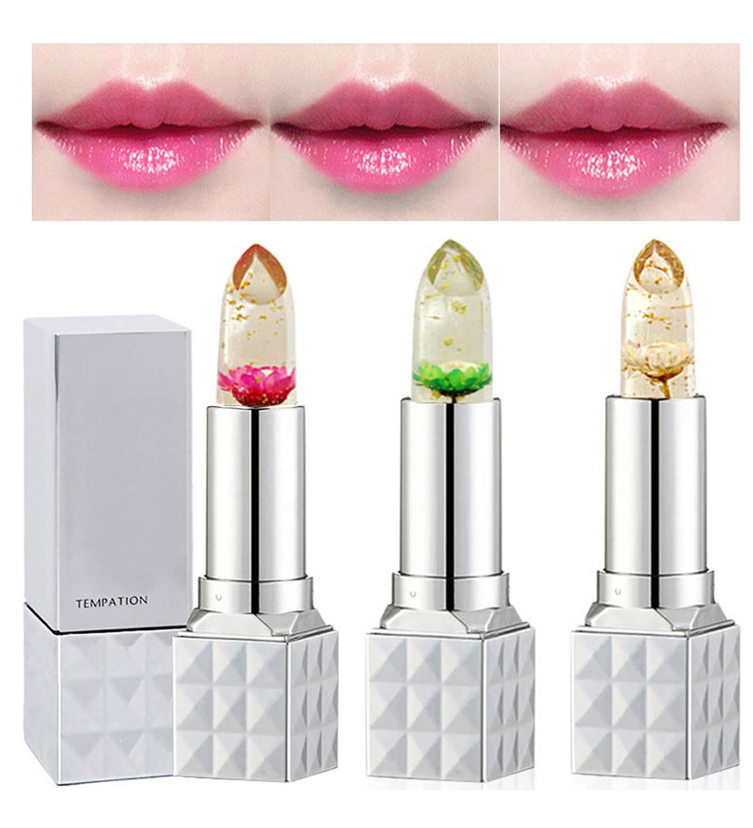 3 Pieces Magic Crystal Lipstick with Flower | Beexy Waterproof Color-Changing Lip Balm | Jelly Lips - Shop Now! - Buy Online on GoSupps.com