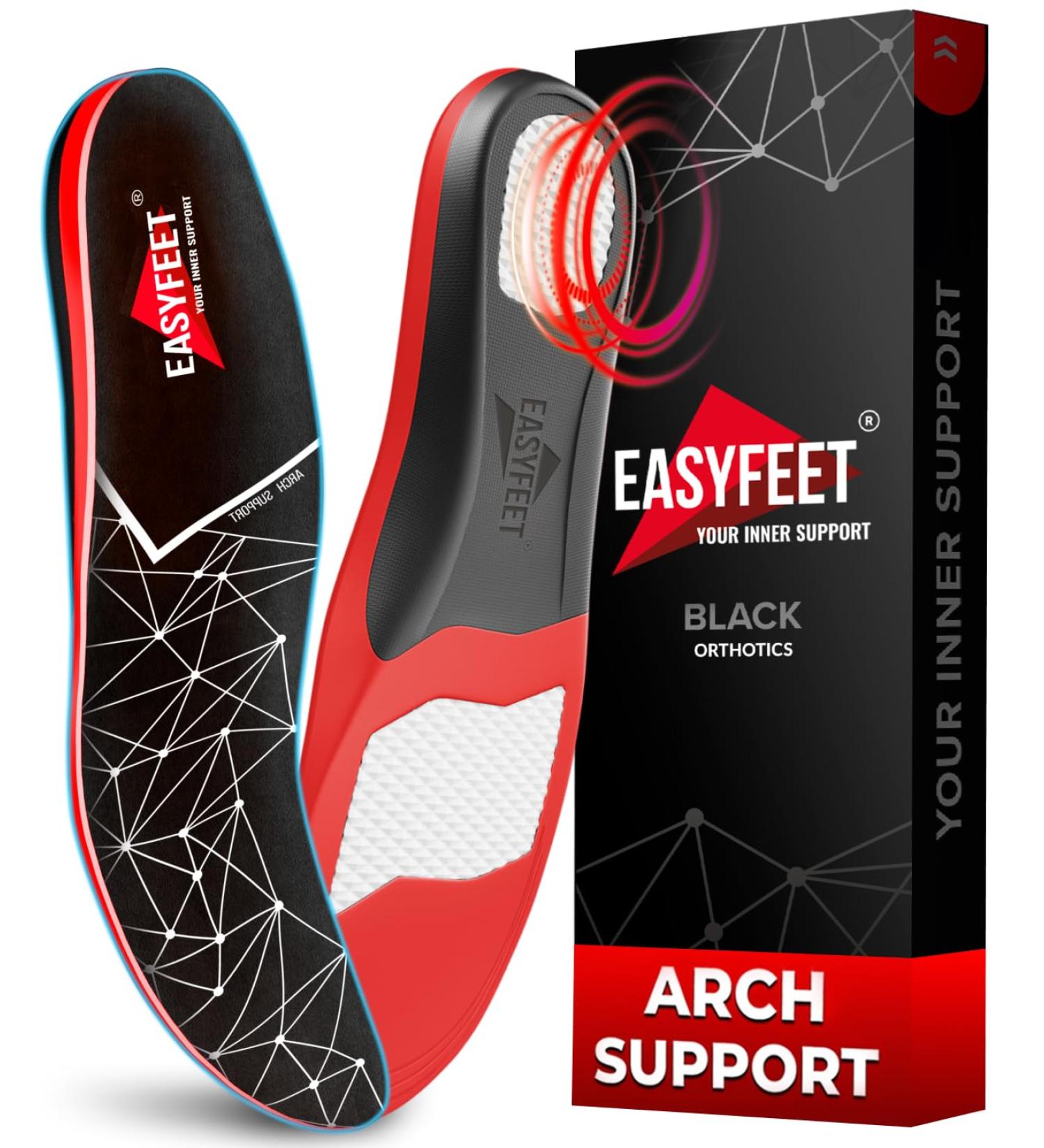 Premium Anti-Fatigue Shoe Insoles - Plantar Fasciitis Arch Support Insoles for Men and Women Shoe Inserts - Orthotic Inserts - Flat Feet - Insoles for Arch Pain High Arch - Boot Insoles L Black UK 10-11.5 - Buy Online on GoSupps.com