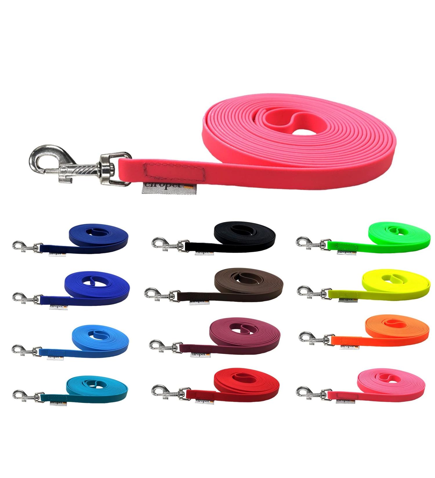 Biothane Dog Drag Line Leash - Medium/Large Dogs | 16mm Width 3m 5m 10m 15m Options | Neon Pink - Buy Online on GoSupps.com