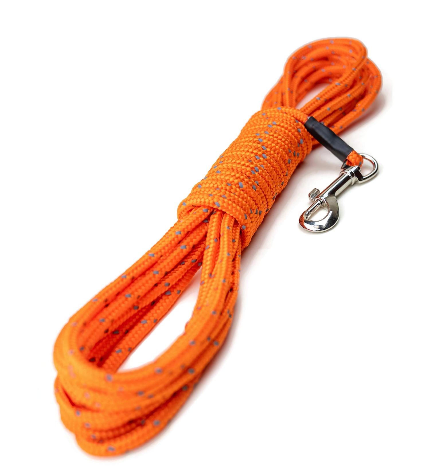 Mighty Paw Check Cord 9m/30ft Dog Training Lead | Weather Resistant Climbers Rope with Reflective Stitching - Orange | Ideal for Training, Swimming, Hunting & Camping - Buy Online on GoSupps.com