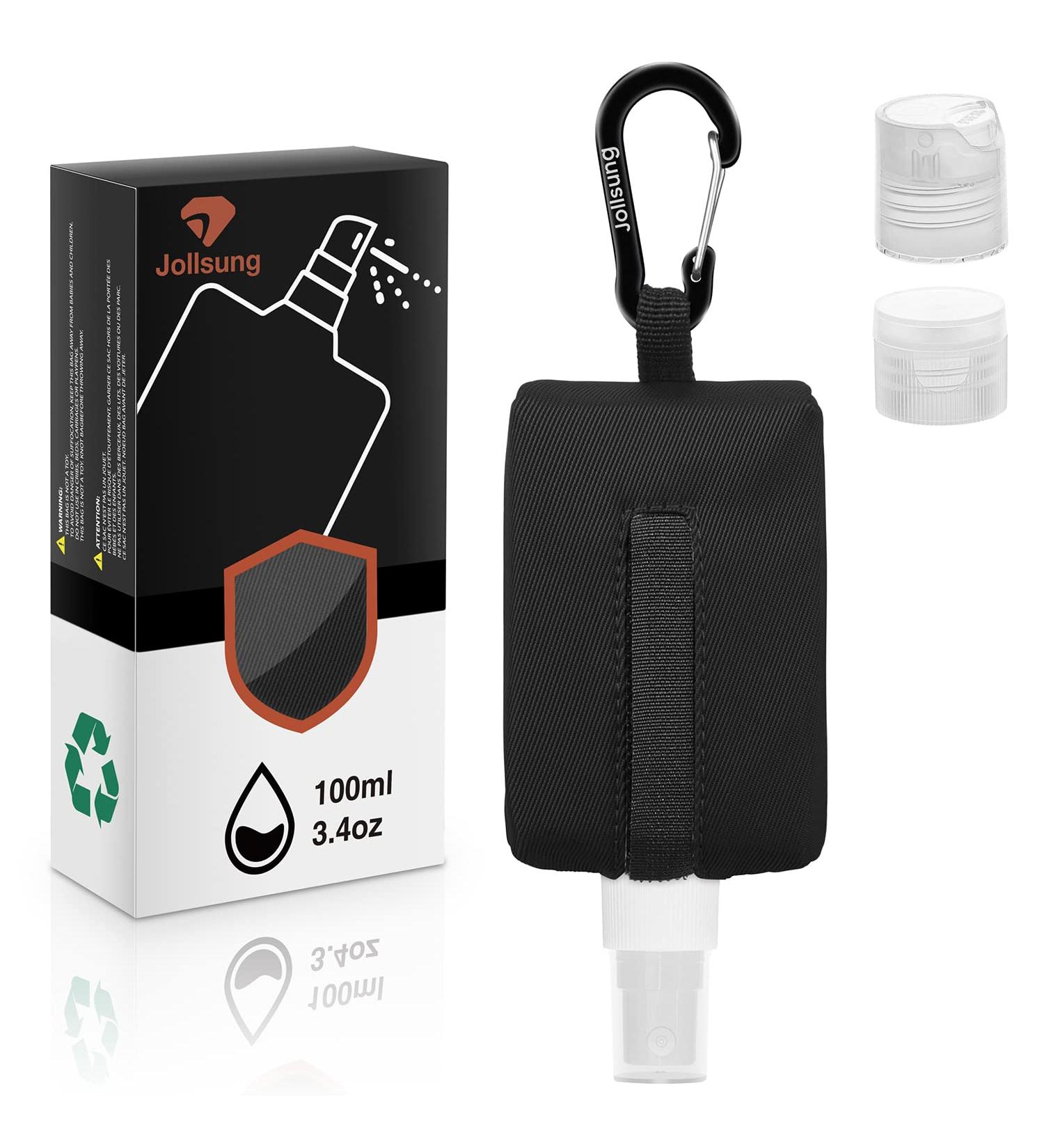 Travel Size Spray Bottles Case | Hand Sanitizer Holder Keychain | 100ml Black Empty Bottle with Carabiner | Portable for Liquid Storage | Clip On Belt Loop Backpack Purse - Buy Online on GoSupps.com