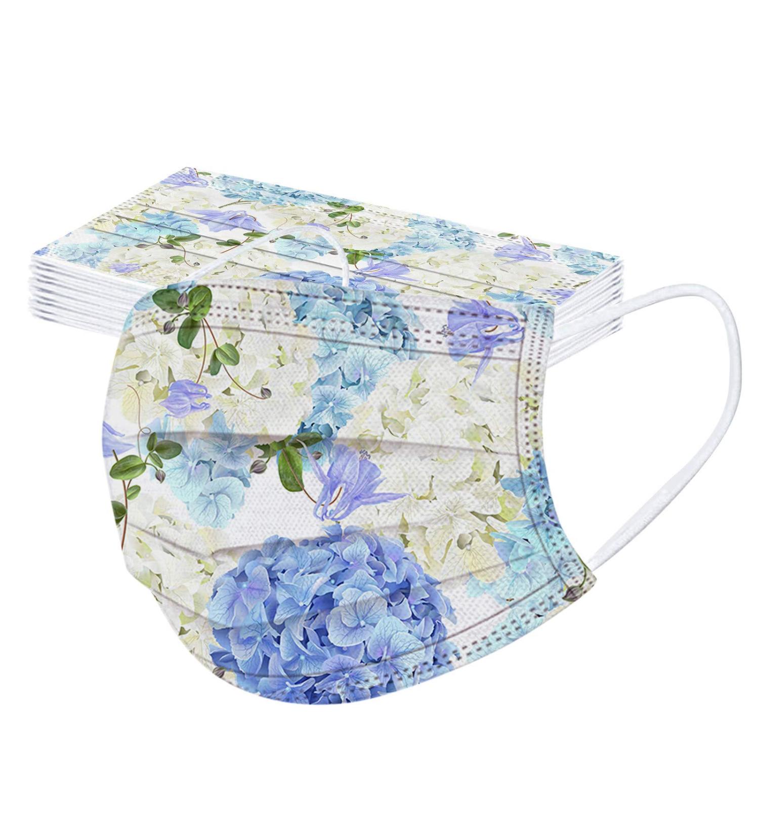 Buy 10-Piece Adult Flower Motif Disposable Masks - Breathable 3-Layer Mouth-Nose Protection for Women - Non-Woven Cloth Bandana Scarf - Buy Online on GoSupps.com