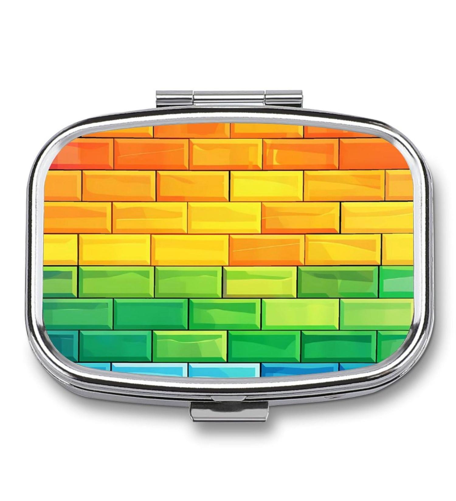 Rainbow Brick Wall Pill Box - 2 Compartment Portable Organizer for Vitamins & Medication - Buy Online on GoSupps.com