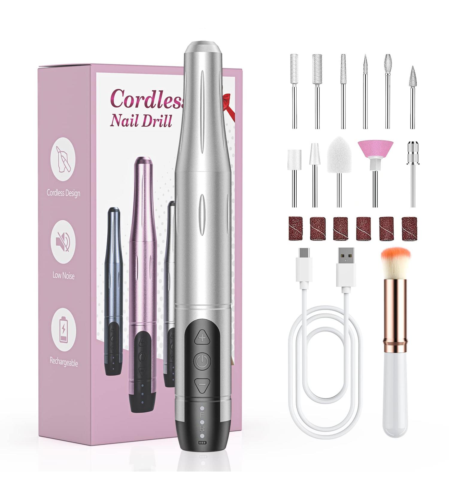 Cordless Nail Drill Kit Electric Nail Files Cordless for Acrylic Gel Nails Rechargeable for Shaping Polishing Removing Dead Skin Home Salon Use 11 in 1 - Buy Online on GoSupps.com