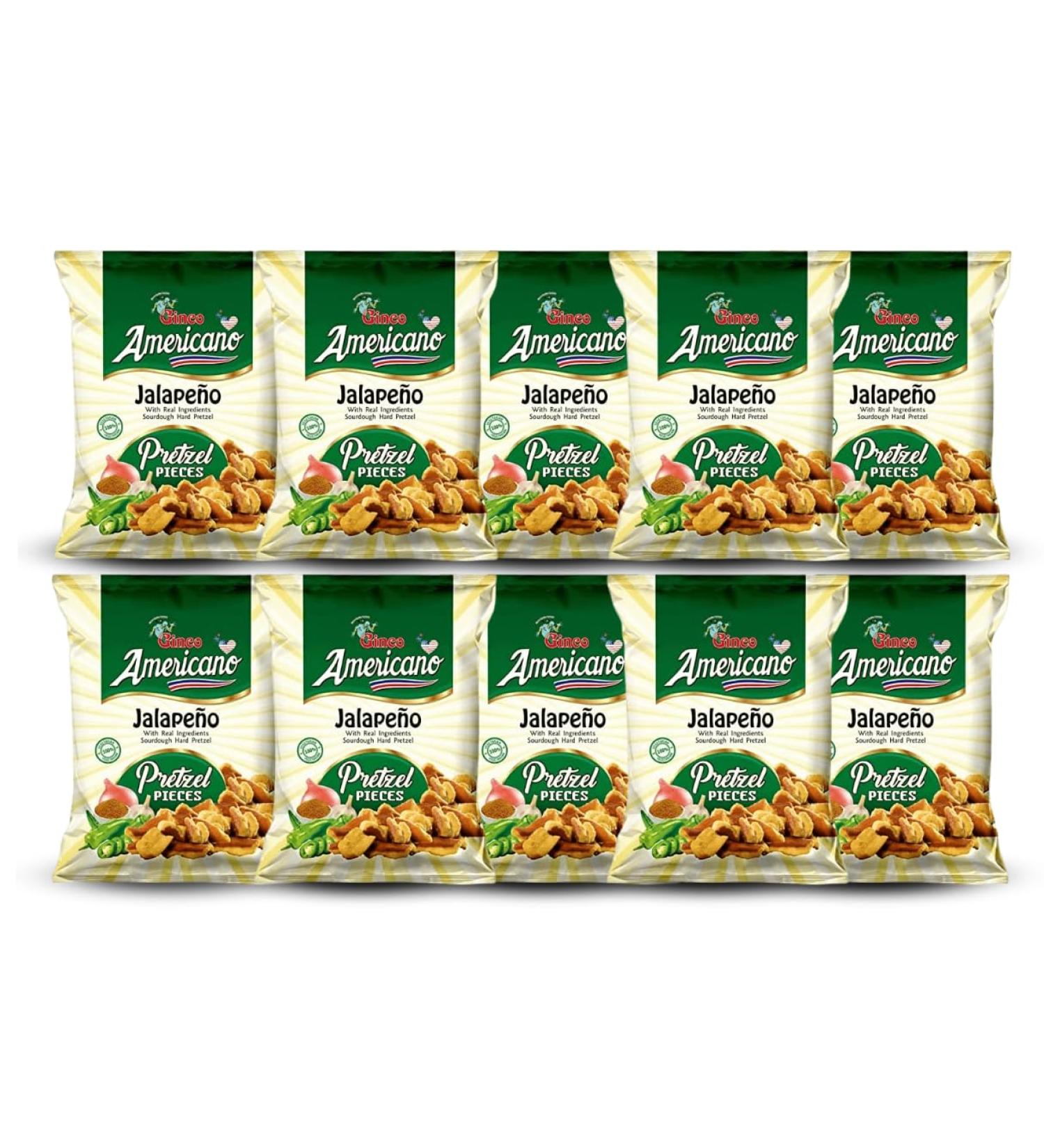 Spicy Americano Jalapeno Pretzel Pieces 10 x 100g - Vegetarian Pub Snack for Sharing - Buy Online on GoSupps.com