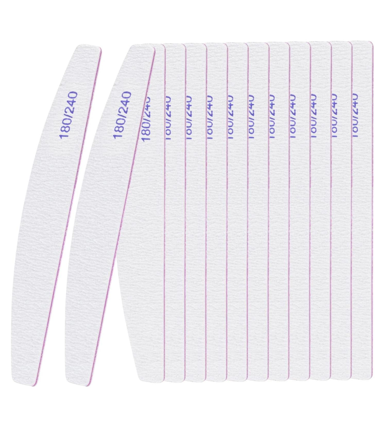 12Pcs Professional Nail Files Double-Sided 180/240 Grit Nail File Nail Files for Acrylic Nails and Natural Nails Emery Board Nail File Set Washable Manicure Nail Files Nail Supplies (180/240) - Buy Online on GoSupps.com