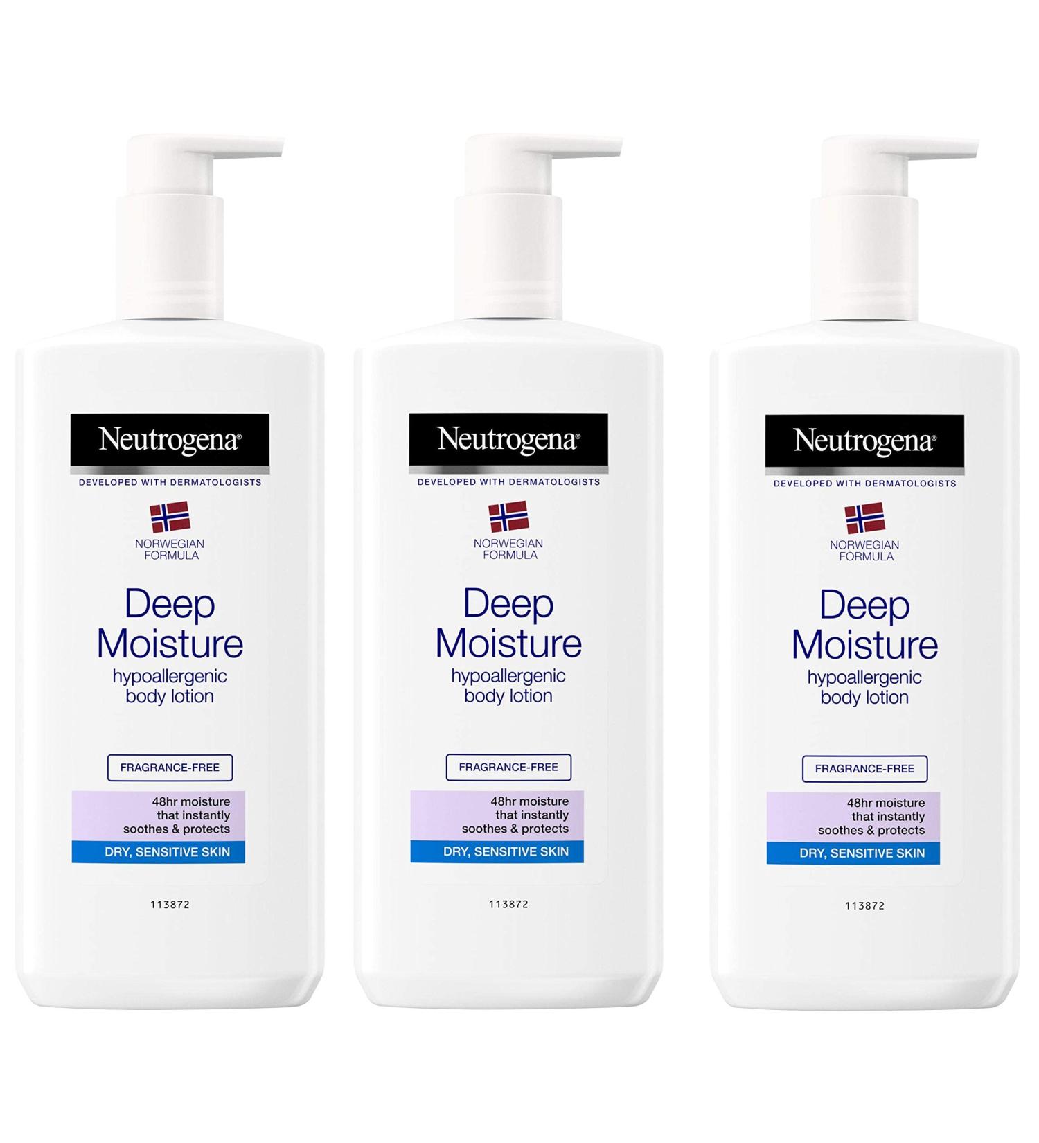NEUTROGENA Norwegian Formula Deep Moisture Body Lotion (Pack of 3) for Dry Skin - 13.5oz (400ml) x 3 - Buy Online on GoSupps.com