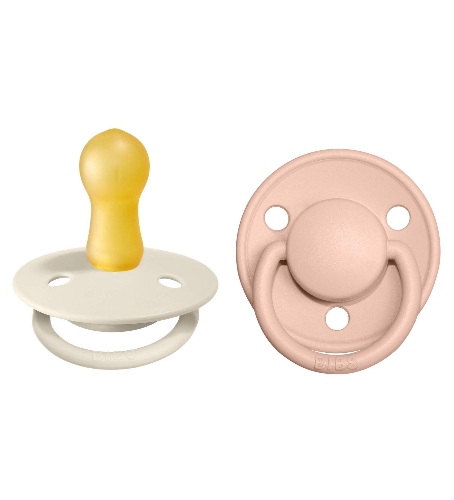 BIBSE de Lux BPA-Free Cherry Nipple Pacifiers 2-Pack - Natural Rubber Made in Denmark | 6-18 Months Ivory/Blush - Buy Online on GoSupps.com