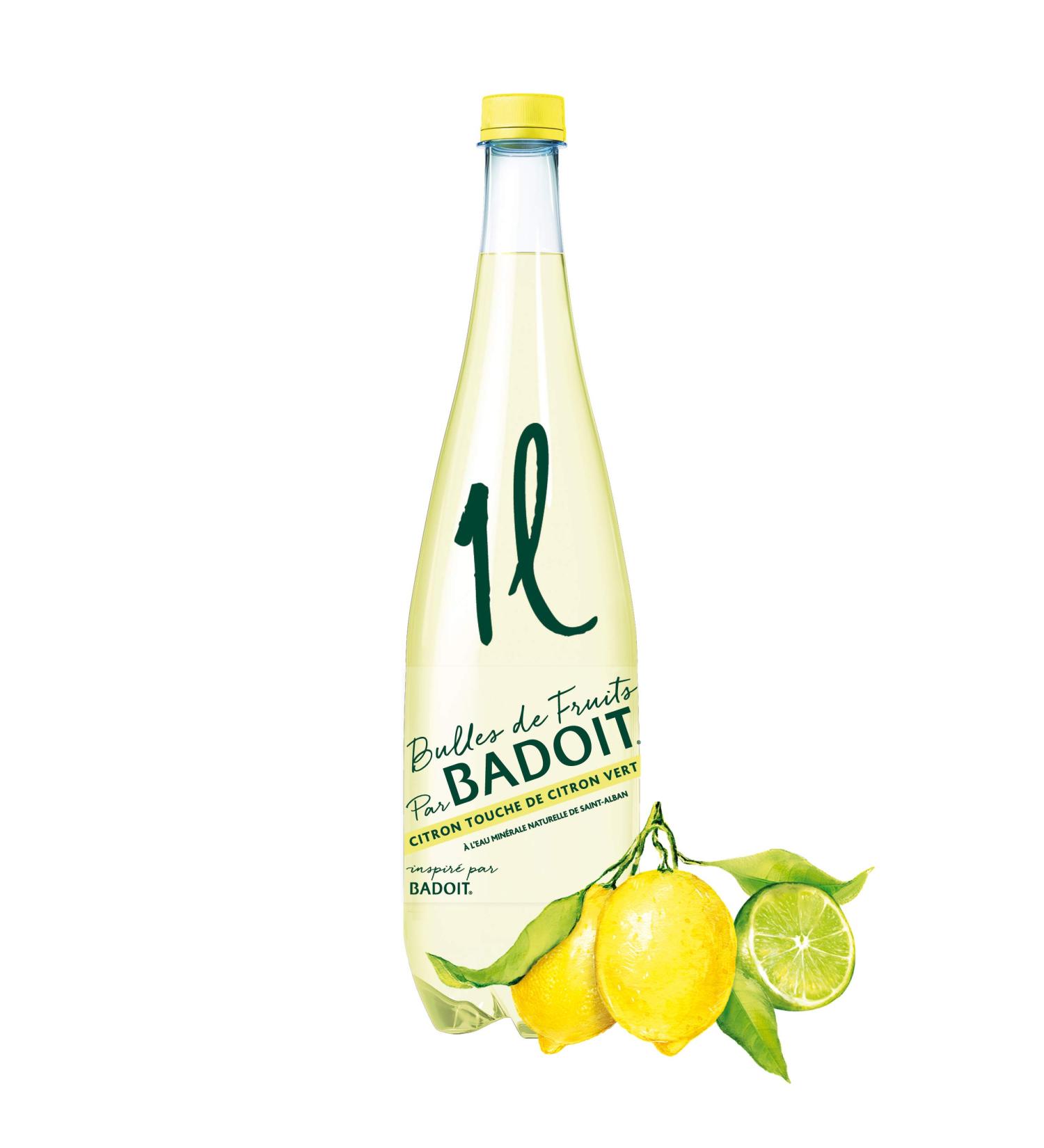 Badoit Sparkling water fruit bubbles lemon touch of lime - 1L bottle